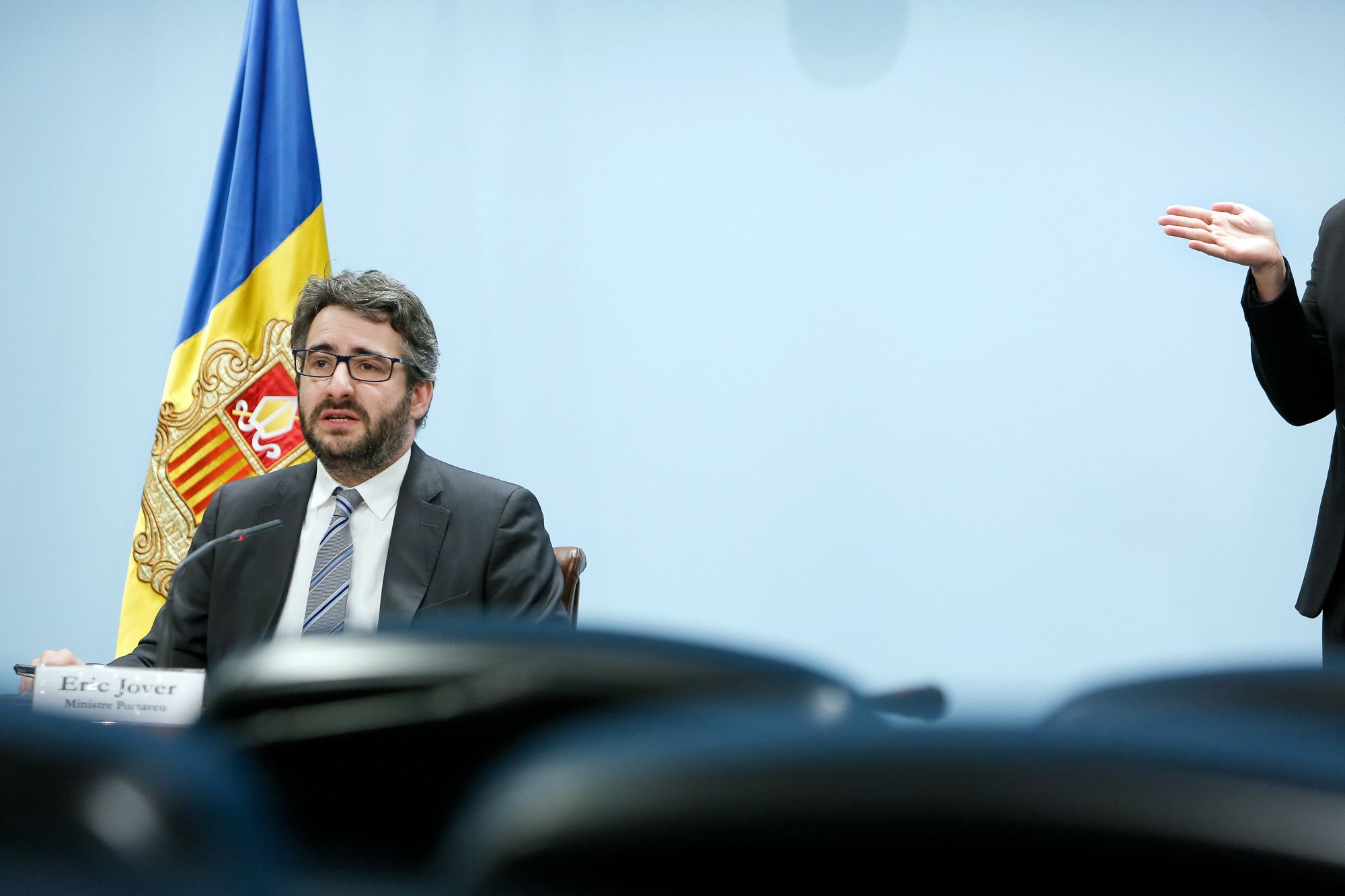El ministre de Finances i portaveu del Govern, Eric Jover, durant la compareixença.