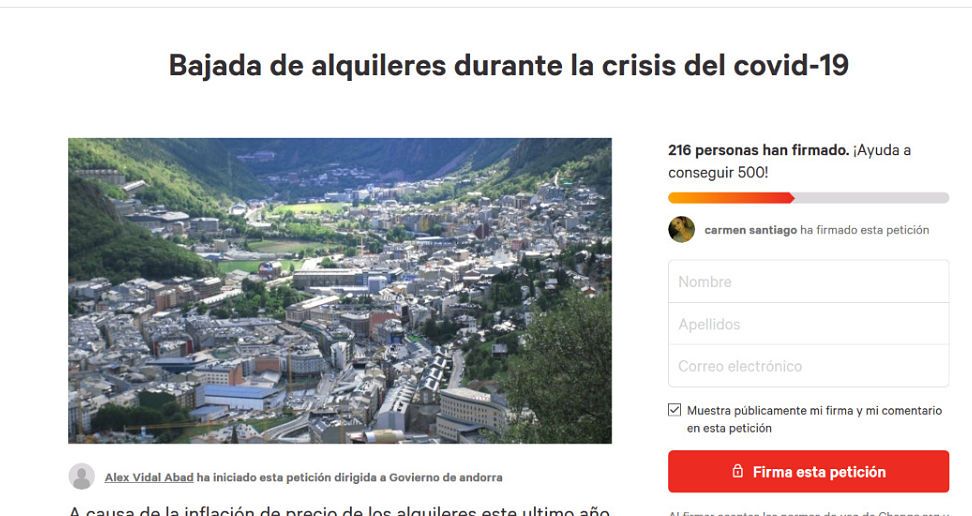 La petició a Change.org