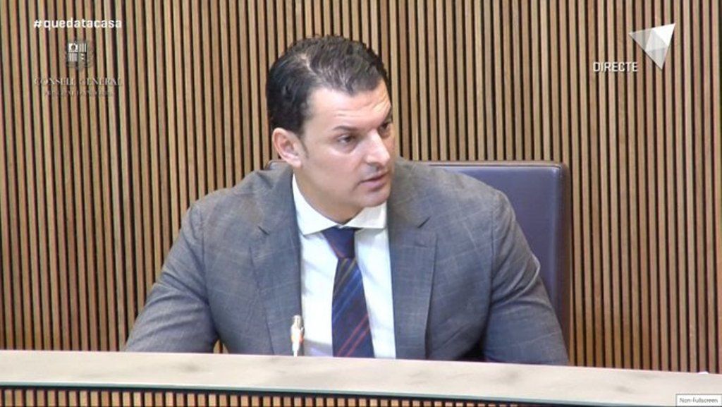 Jordi Gallardo, durant la sessió del Consell General d'aquest dissabte.