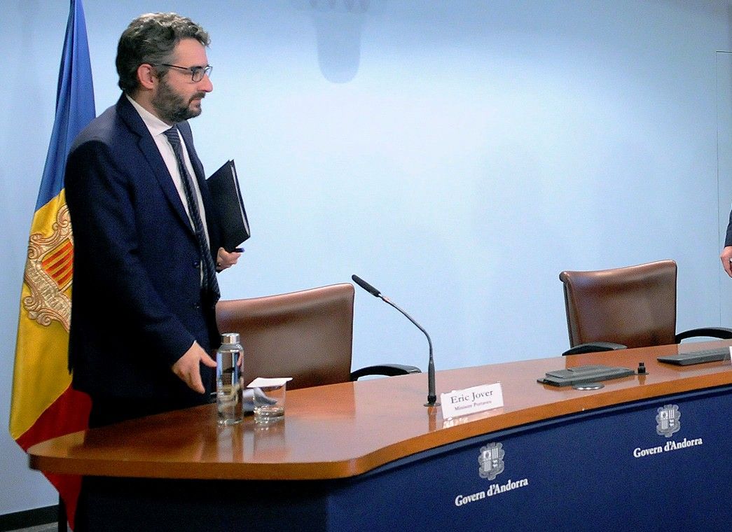 El ministre portaveu, Eric Jover abans de la roda de premsa d'aquest dimarts.