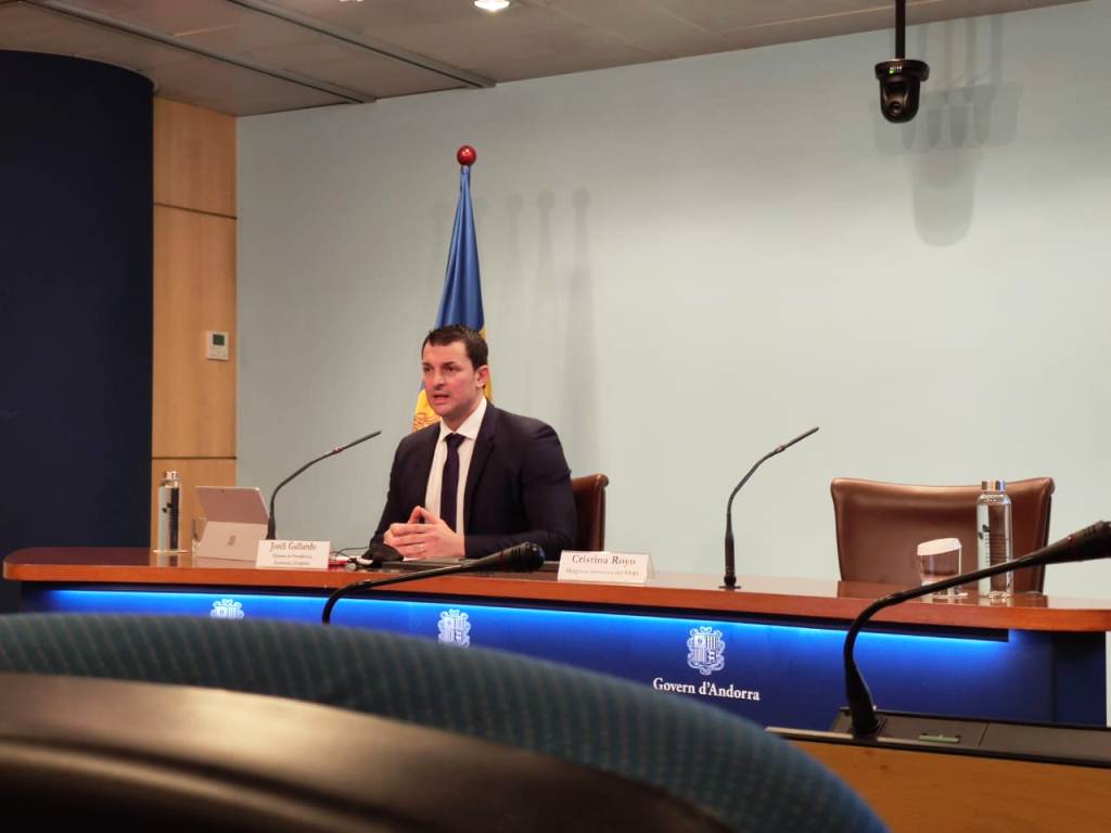 El ministre de Presidència, Economia i Empresa, Jordi Gallardo durant la roda de premsa d'aquest dimarts.