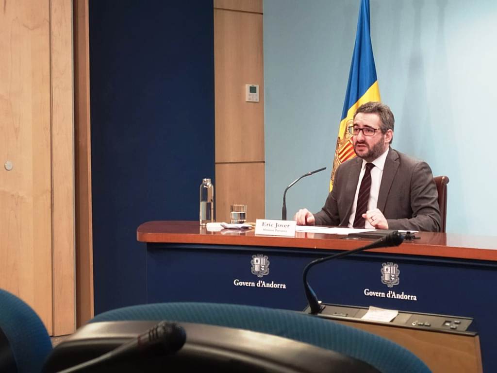 El ministre portaveu, Eric Jover durant la roda de premsa d'aquest dissabte.
