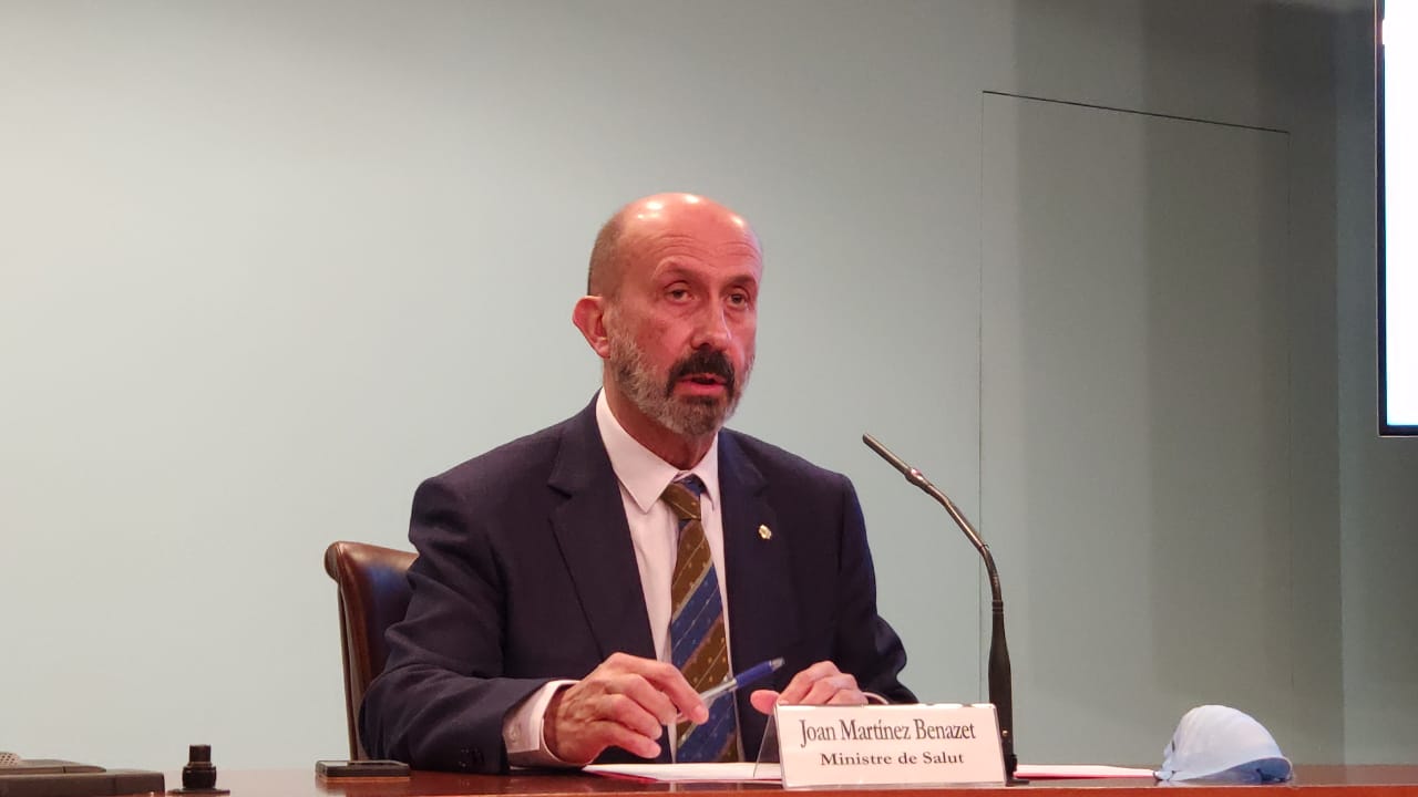 El ministre Benazet, durant la roda de premsa.