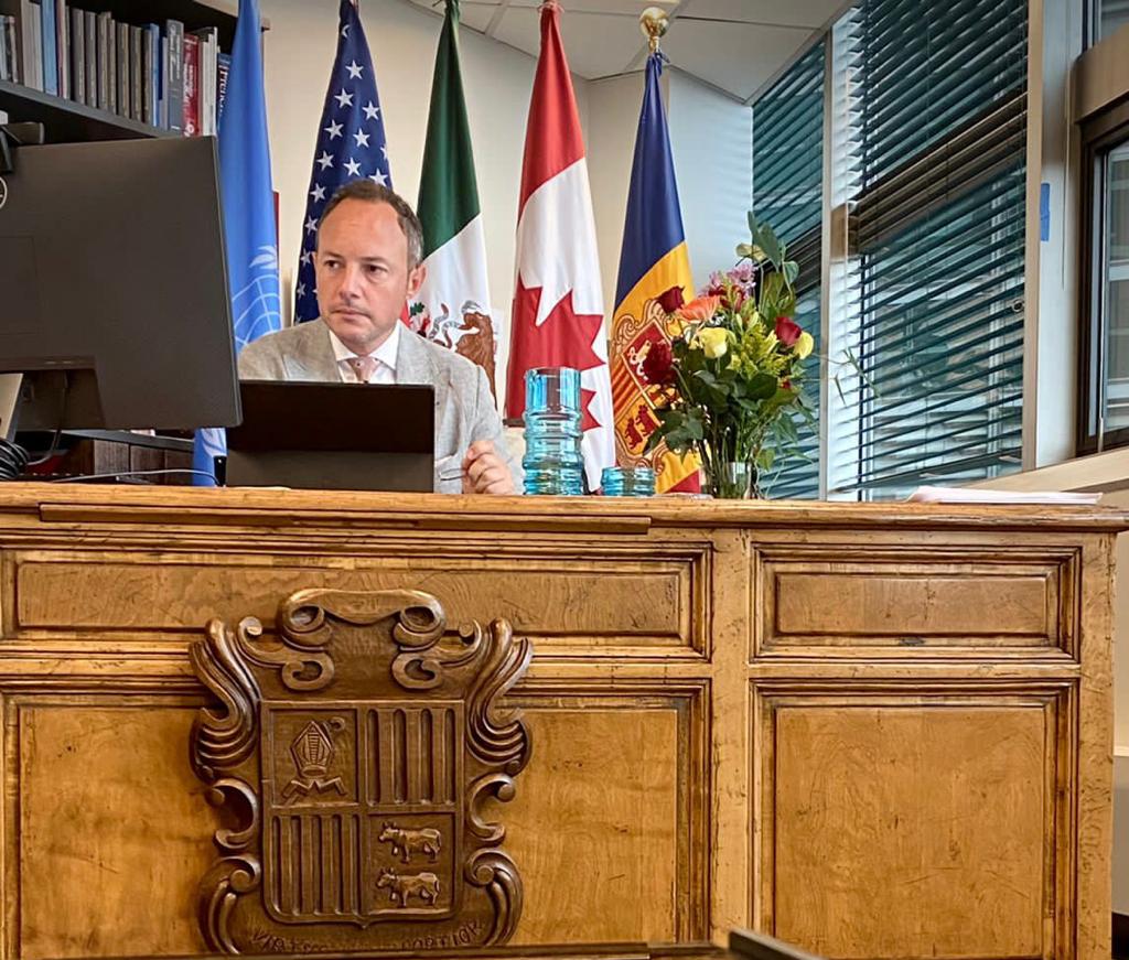 El cap de Govern, Xavier Espot, treballant en l'ambaixada d'Andorra a Nova York.