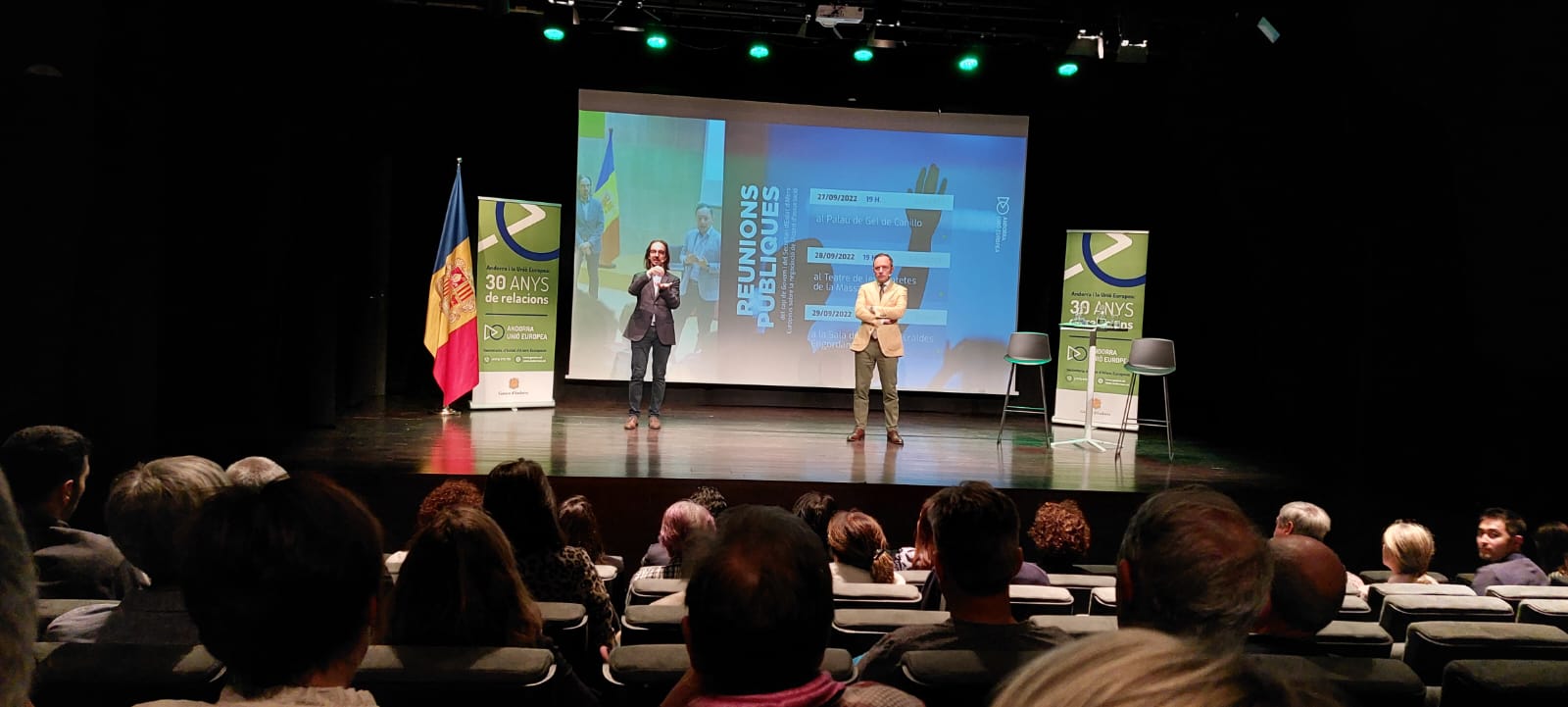 Landry Riba i Xavier Espot durant l'acte a la Massana. Landry Riba i Xavier Espot durant l'acte a la Massana.