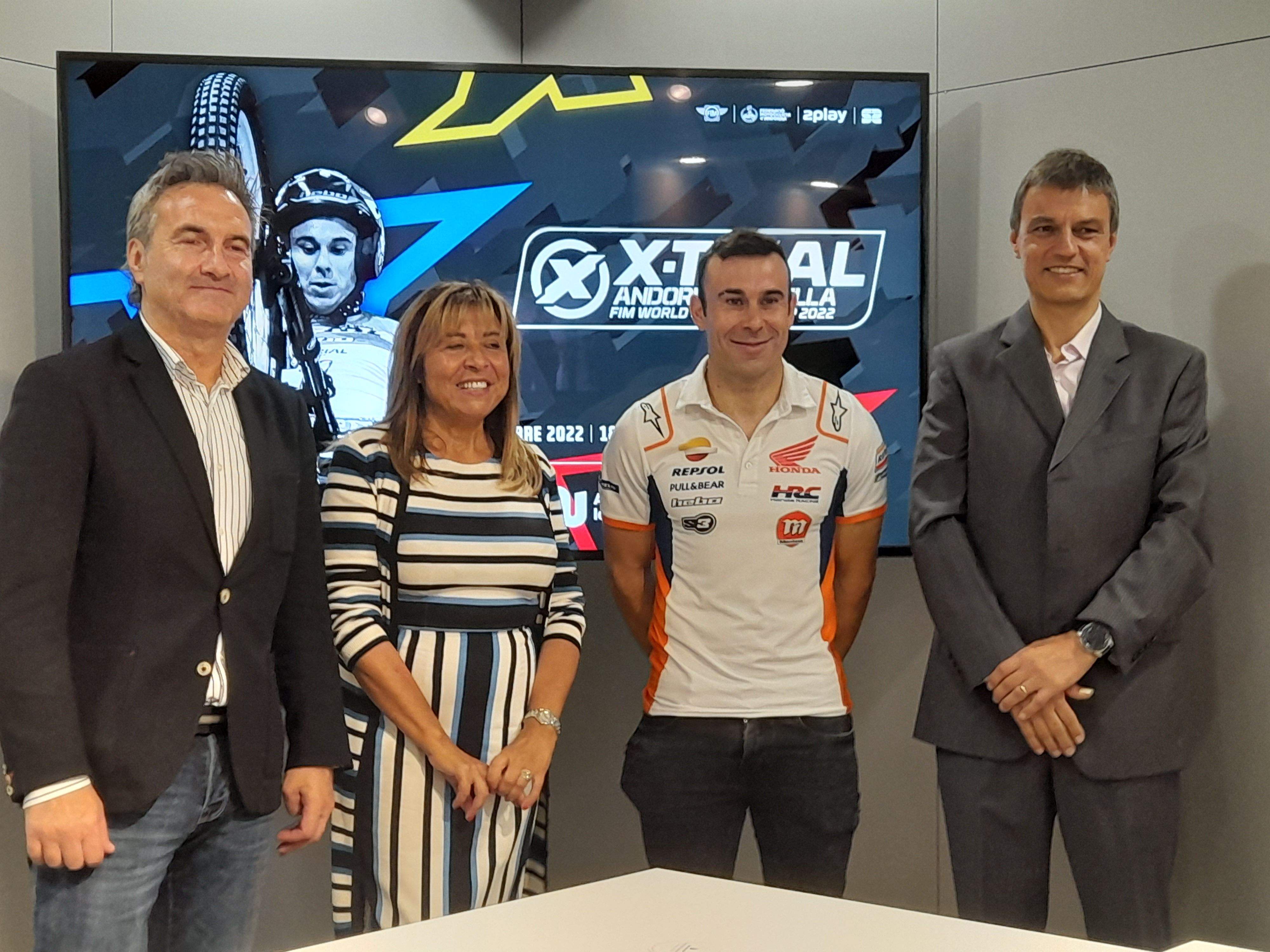 Ruiz, Marsol, Bou i Torres en la presentació de la prova d'X-trial a Andorra.