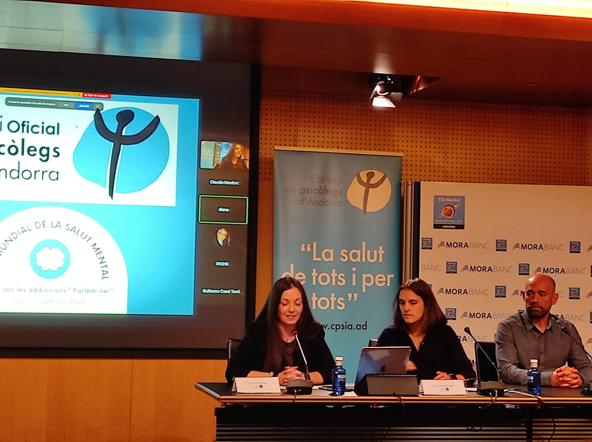 Sílvia Palau, Ariadna Alonso i Enoc Pérez, del Copsia, durant la presentació d'una jornada.