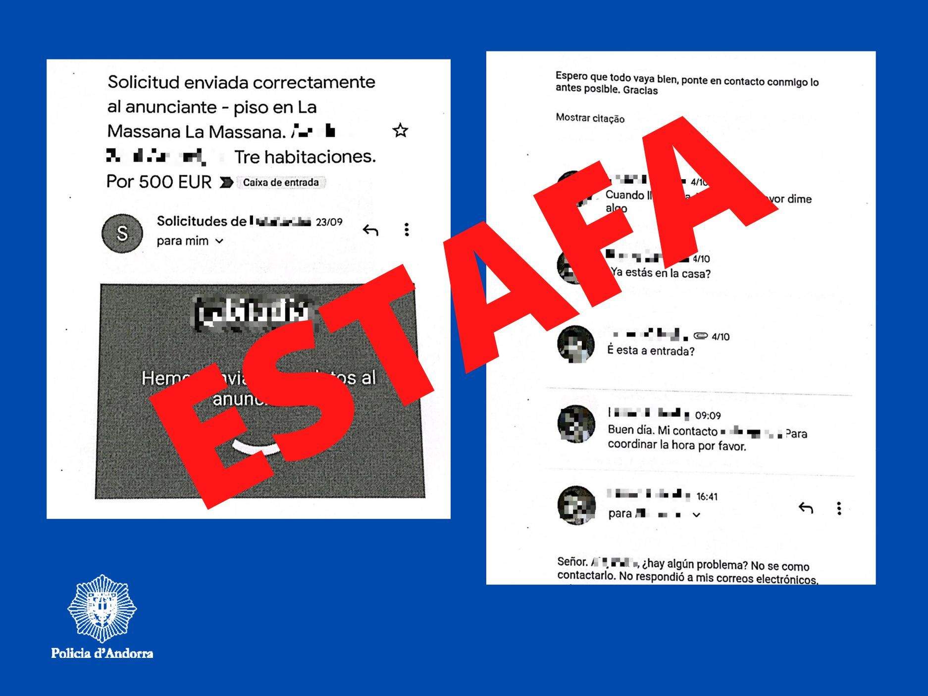 Anunci fals d'una oferta de lloguer de pis.