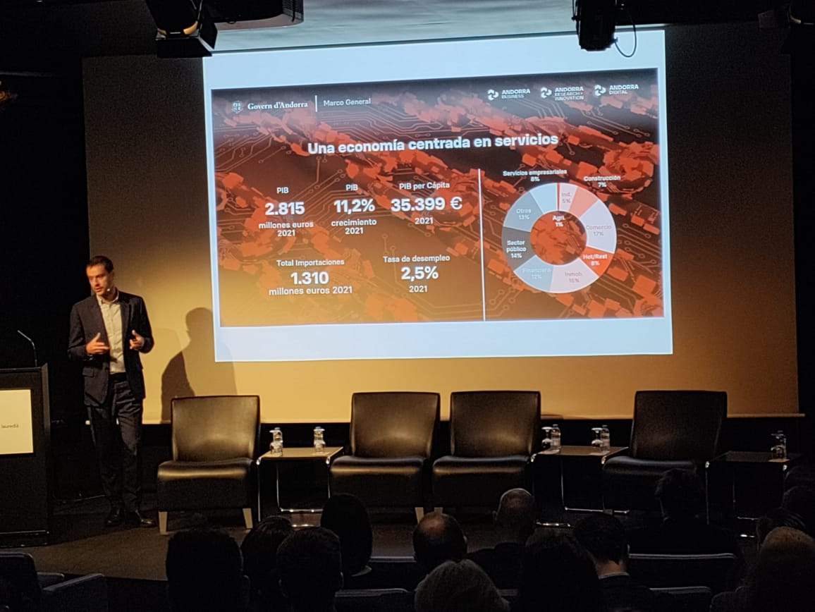 El secretari d'Estat, Marc Galabert durant la seva intervenció a la jornada d'aquest dilluns a l'Auditori Rocafort.