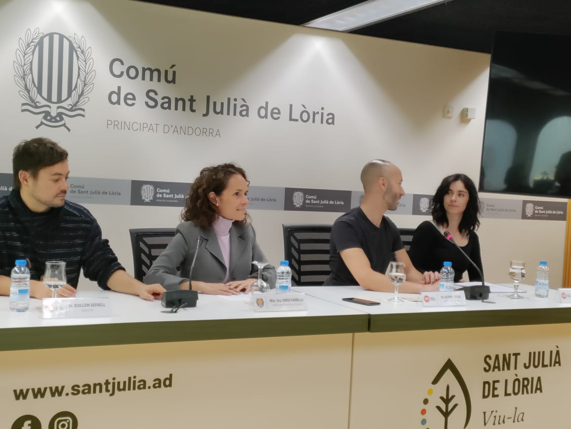 Guillem Gefaell, Sònia Carrillo, Alfons Casal i Clàudia Riera, a la roda de premsa d'aquest dimecres.