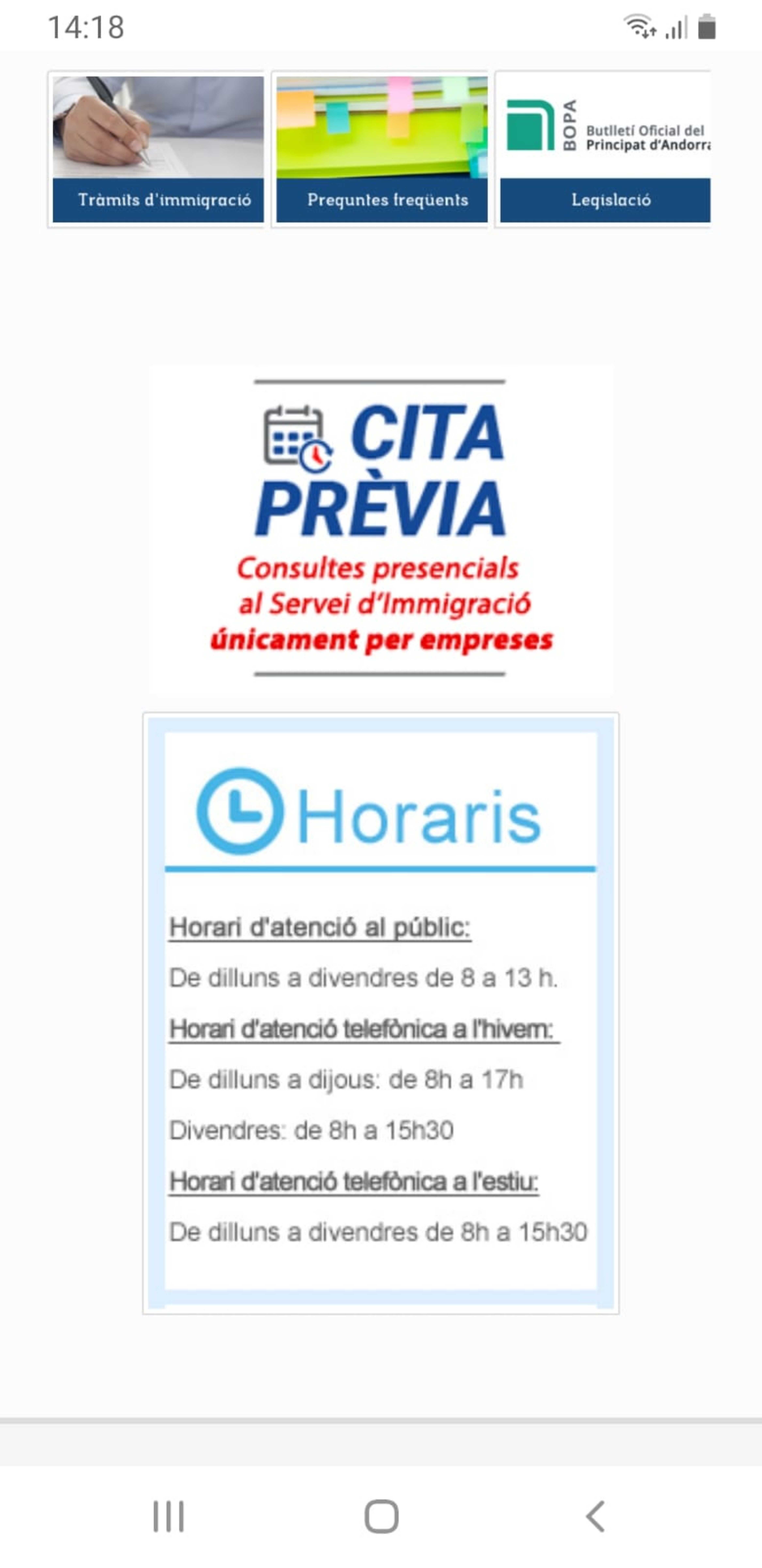 La cita prèvia és només per a empreses i professionals.