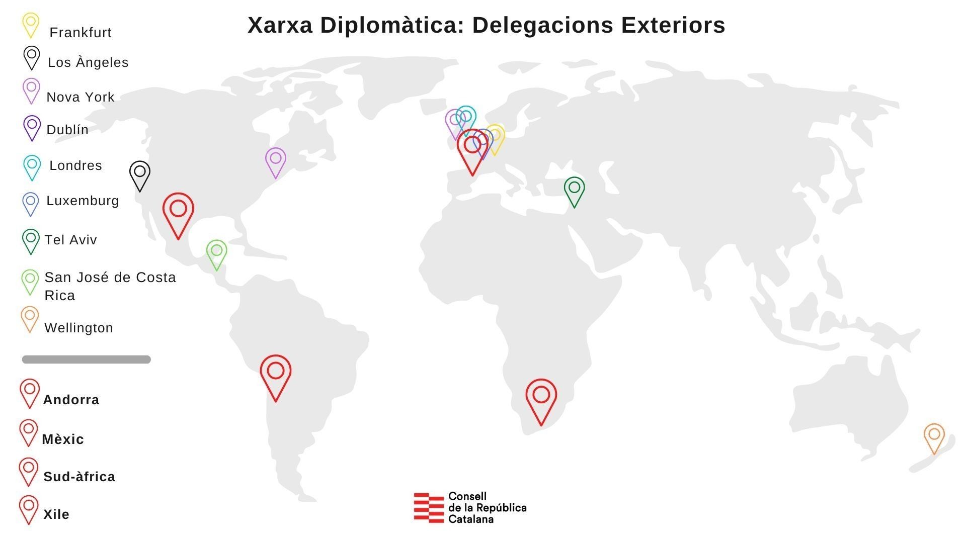Mapa de la xarxa diplomàtica del Consell de la República