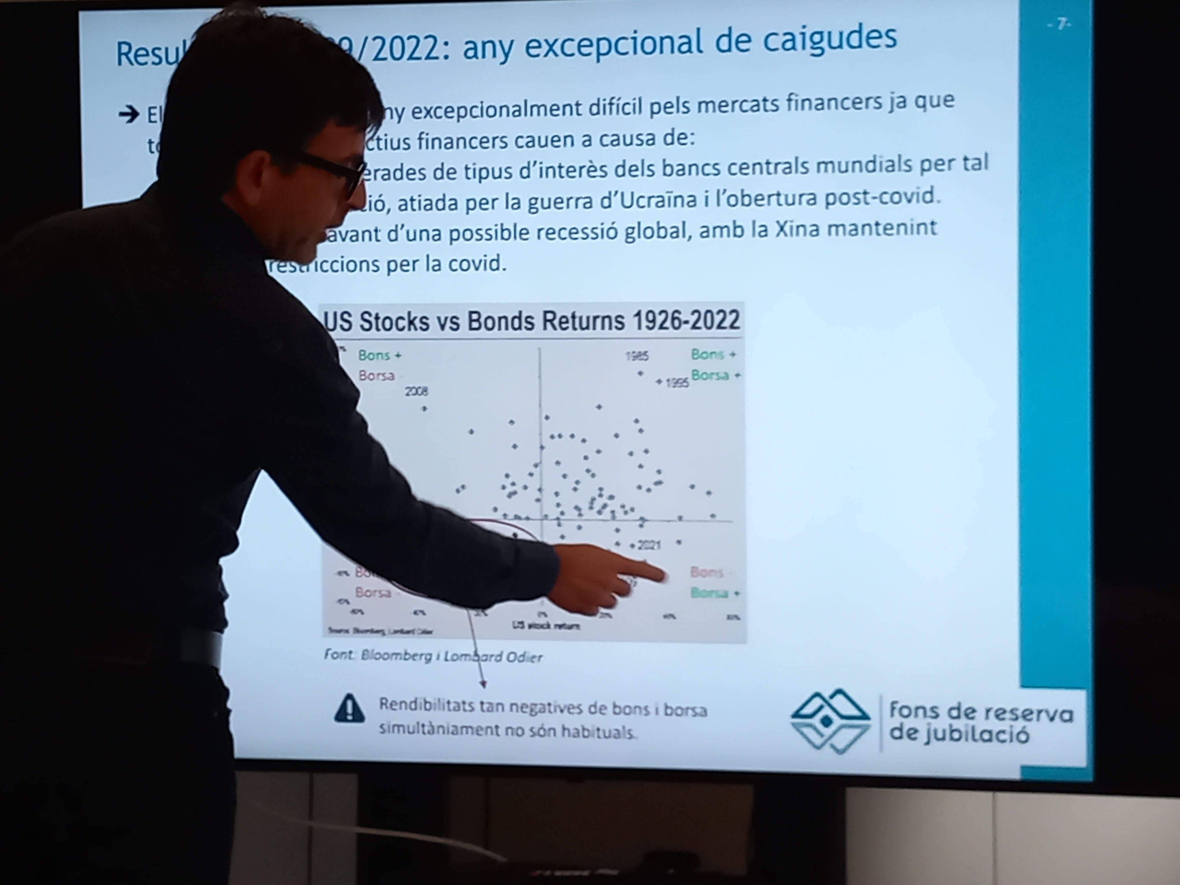 Jordi Cinca donant explicacions sobre l'evolució del fons.