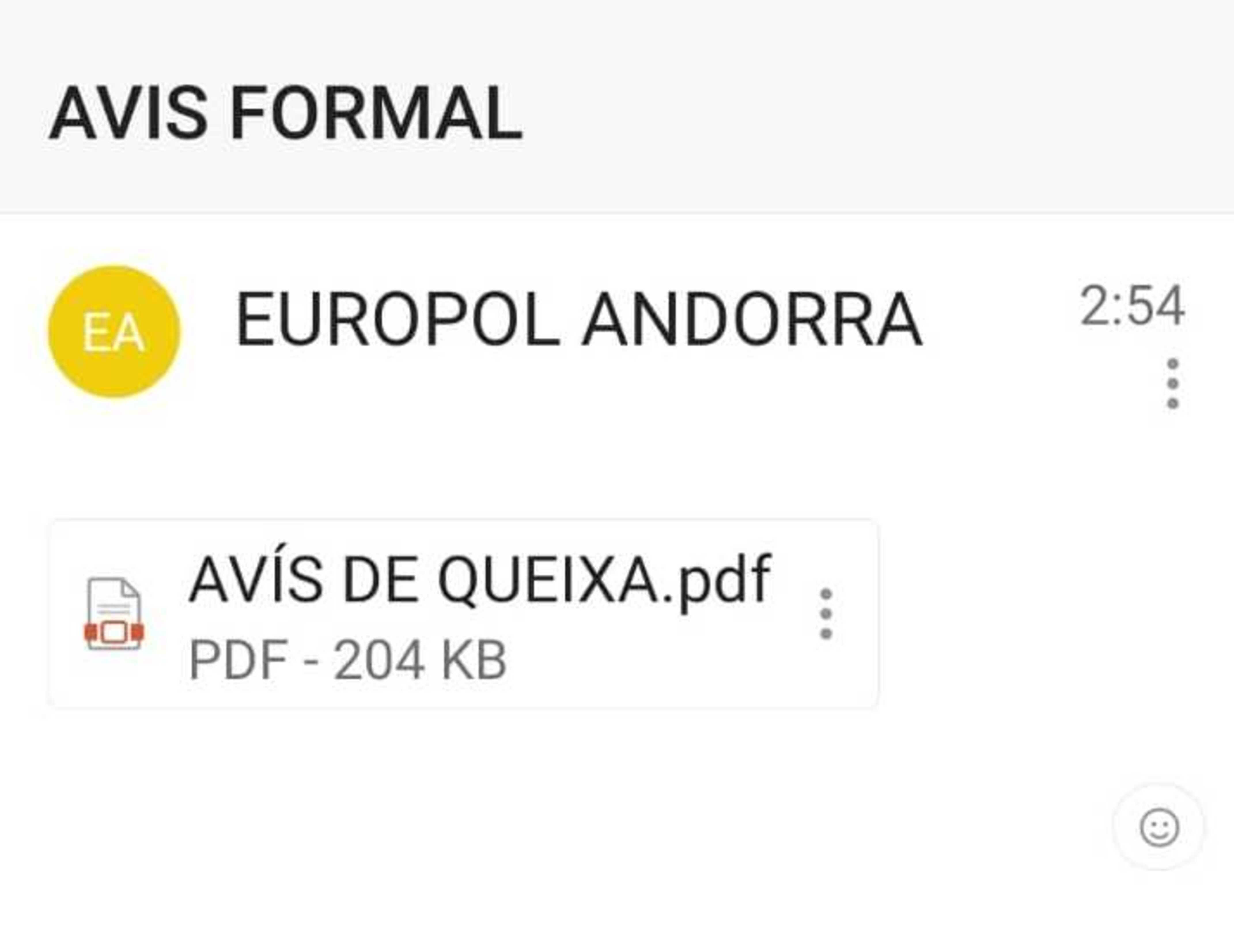 Capçalera del correu electrònic.