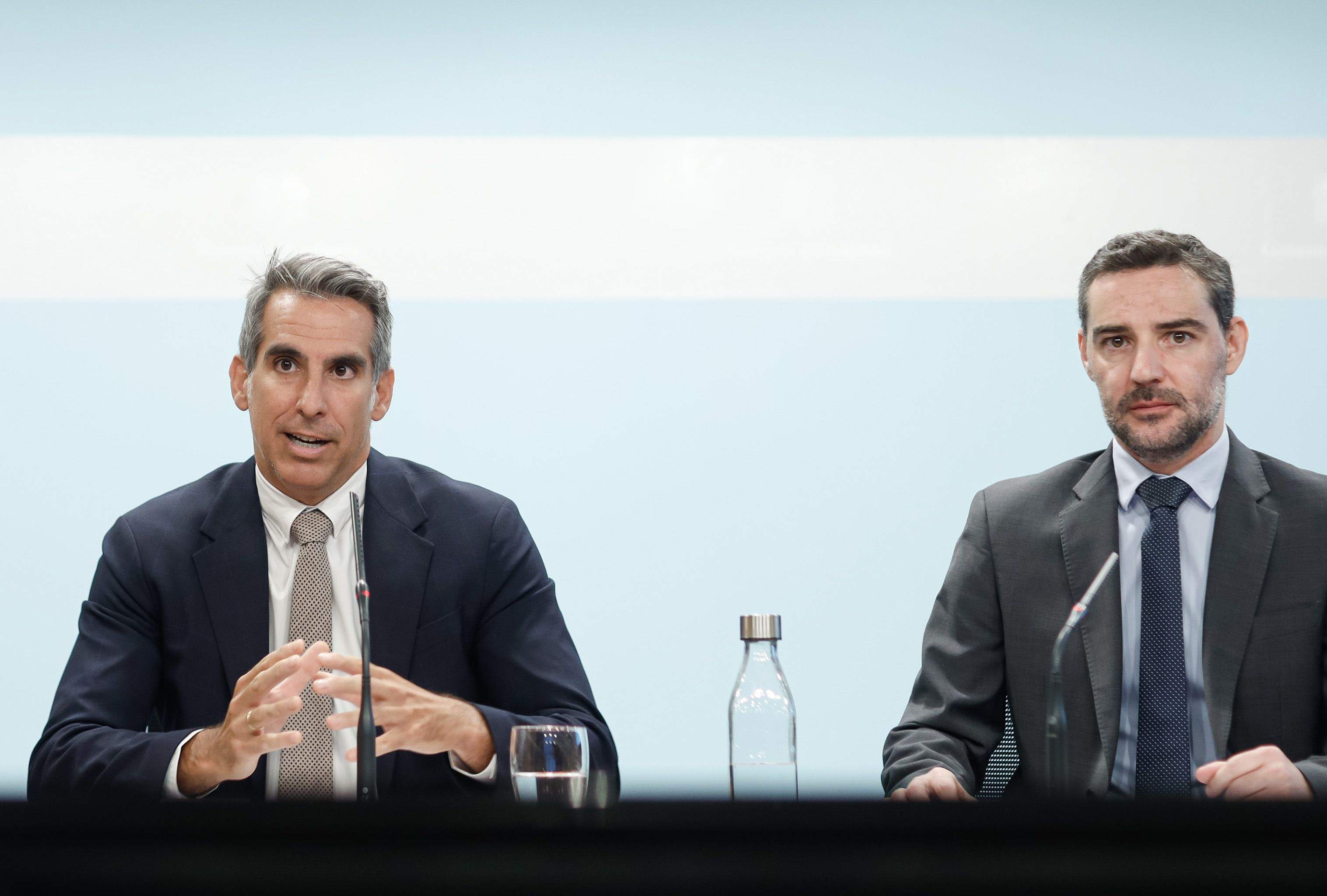 César Marquina i Marc Ballestà, en una compareixença. César Marquina i Marc Ballestà, en una compareixença.