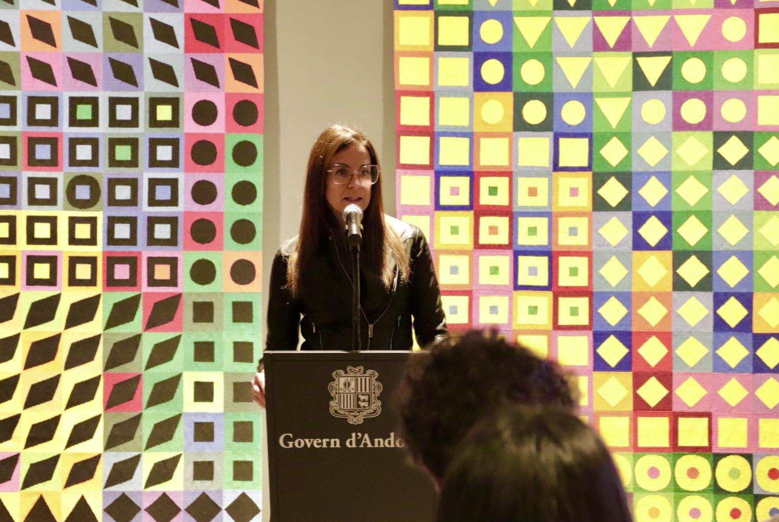 La ministra de Cultura i Esports, Sílvia Riva durant la presentació de la temporada de la sala d'exposicions de Govern.