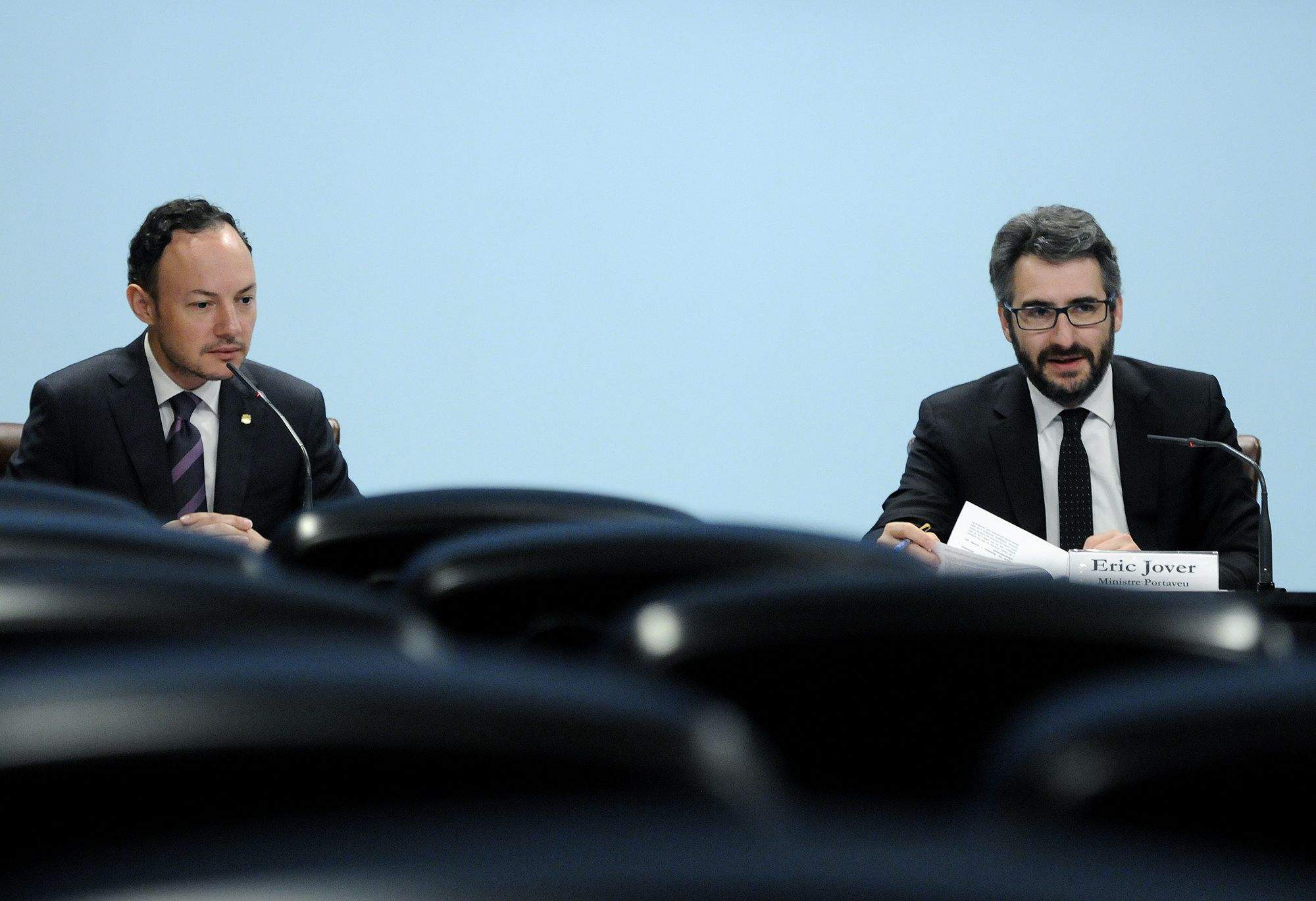 Xavier Espot i Eric Jover en una roda de premsa.