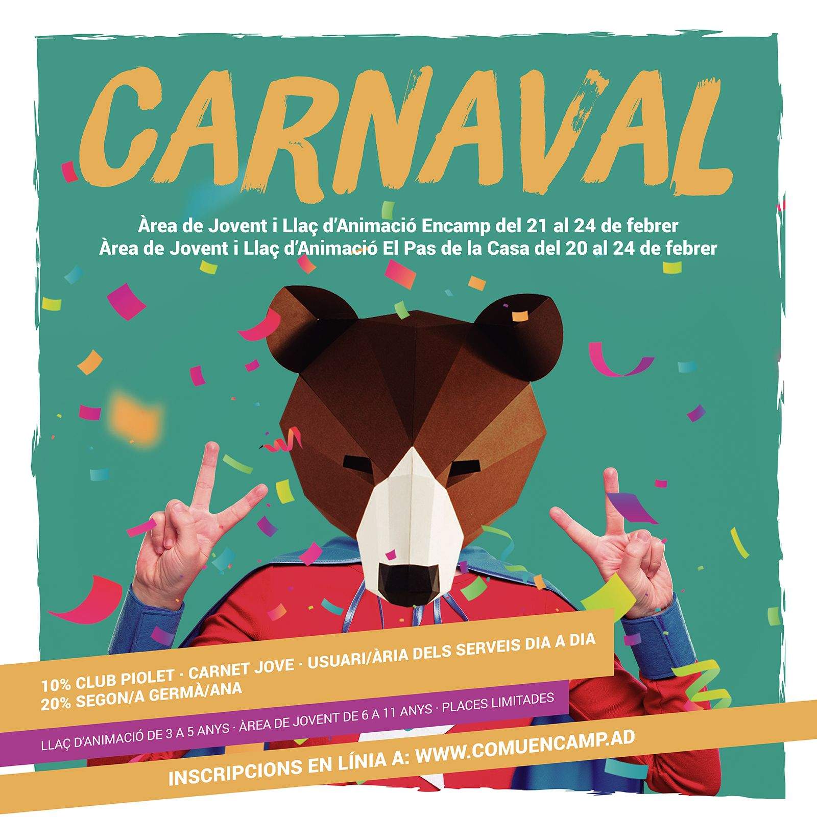 Cartell d'activitats de Carnaval d'Encamp i el Pas de la casa