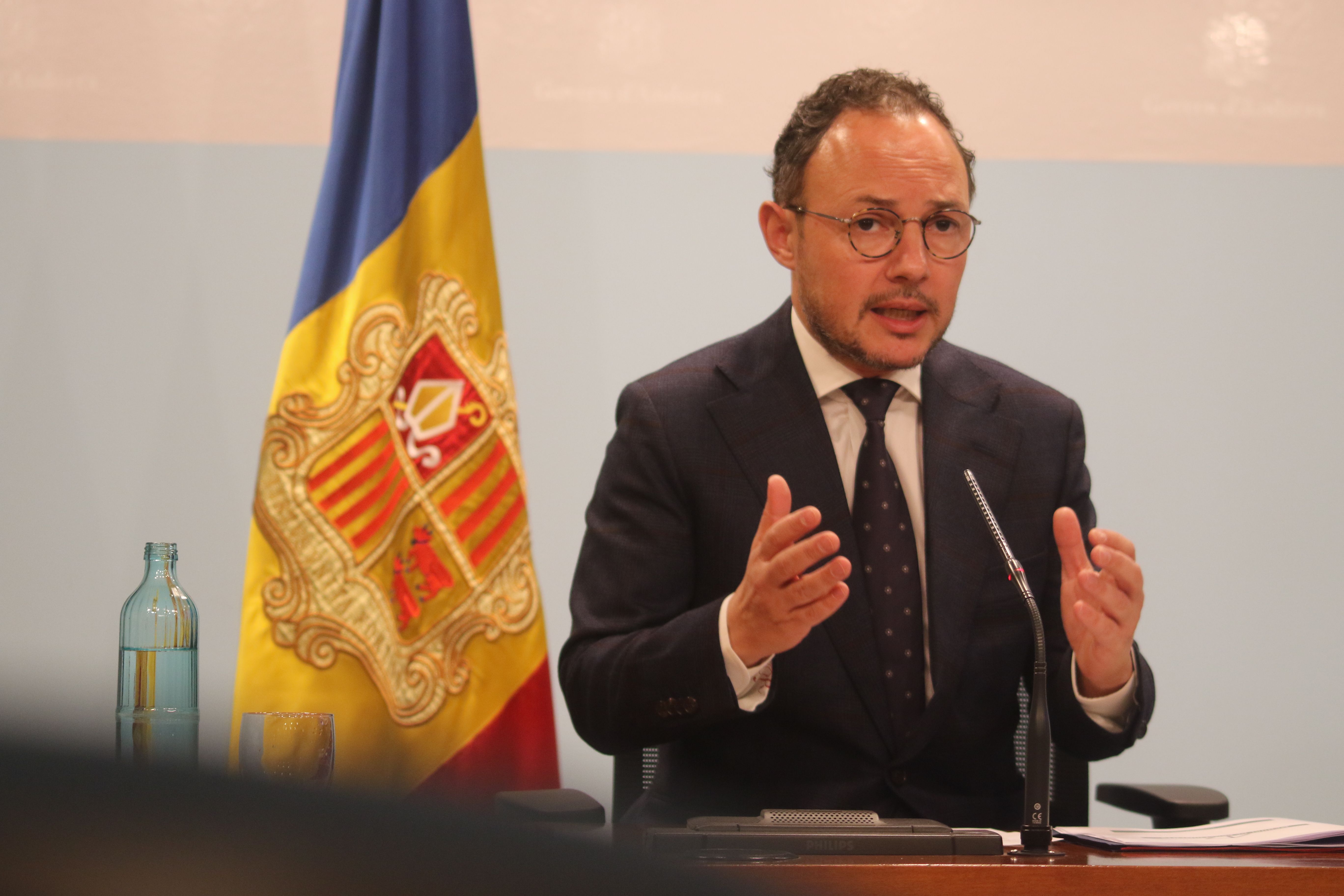 Xavier Espot durant la compareixença per anunciar el calendari electoral. Xavier Espot durant la compareixença per anunciar el calendari electoral.