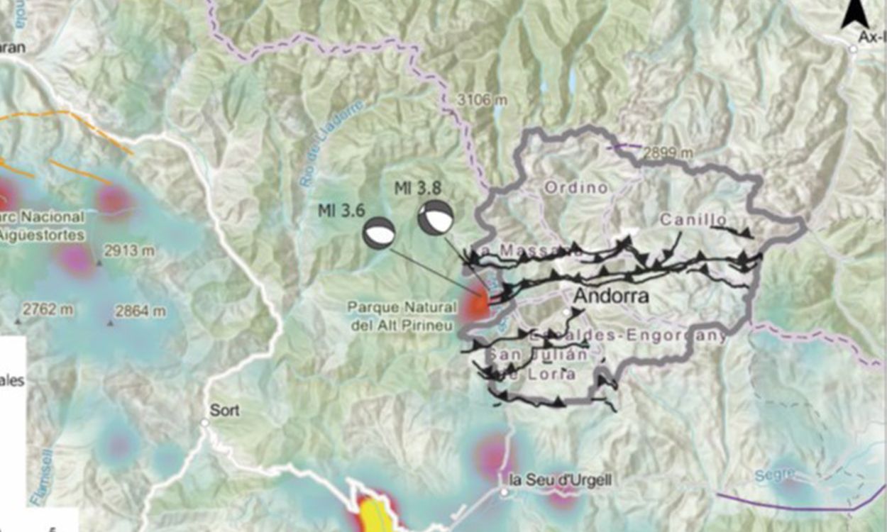 Mapa de sismicitat a Andorra