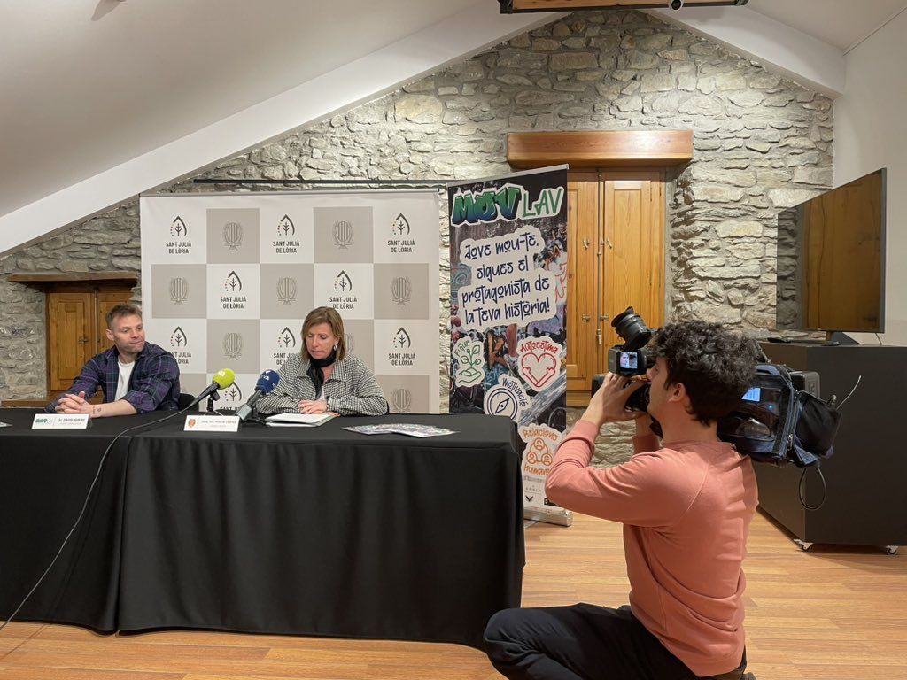 David Murias, impulsor del projecte, i Mireia Codina durant la roda de premsa de presentació del projecte.