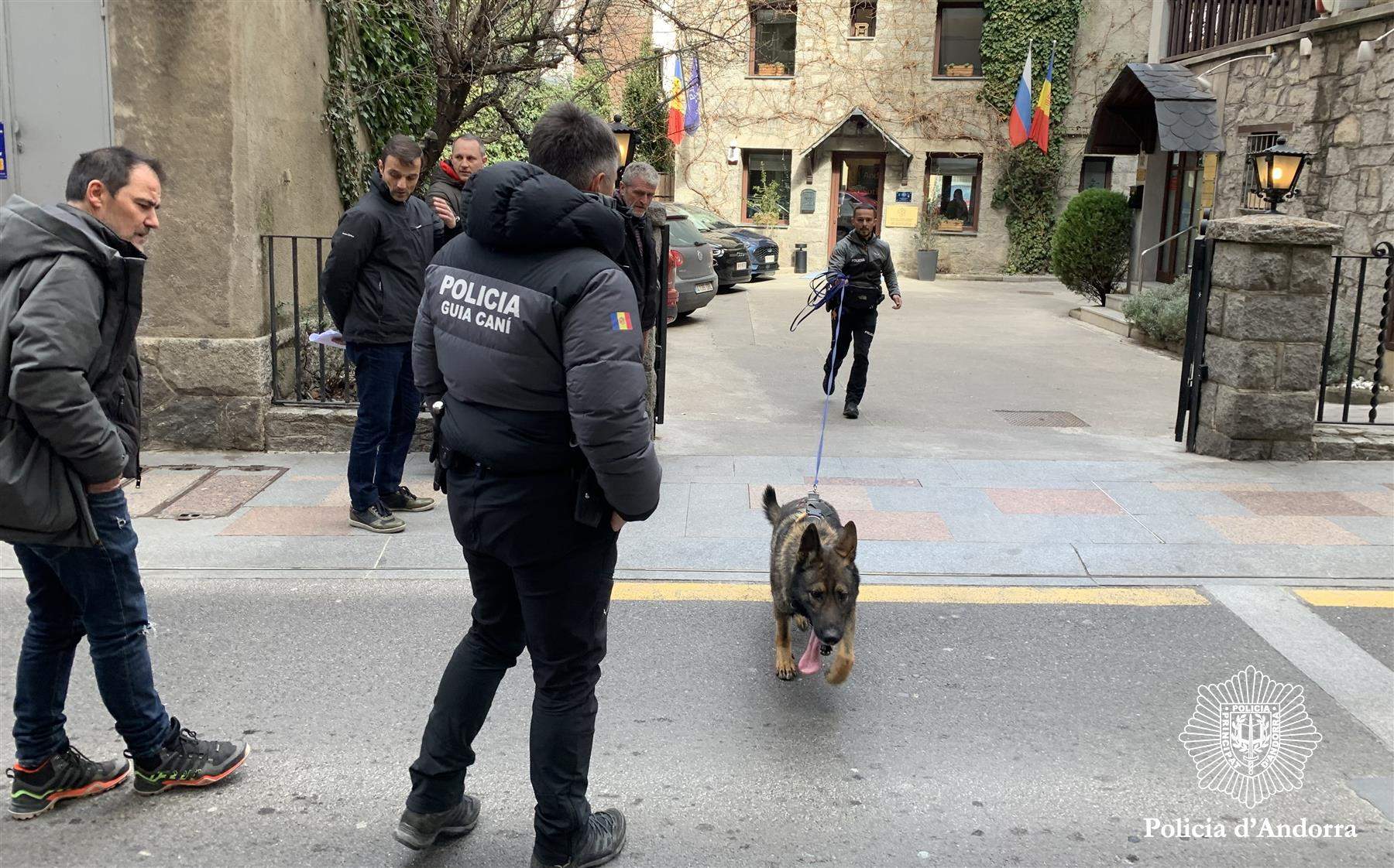 Els guies canins mostrant l'especialitat als mossos d'esquadra