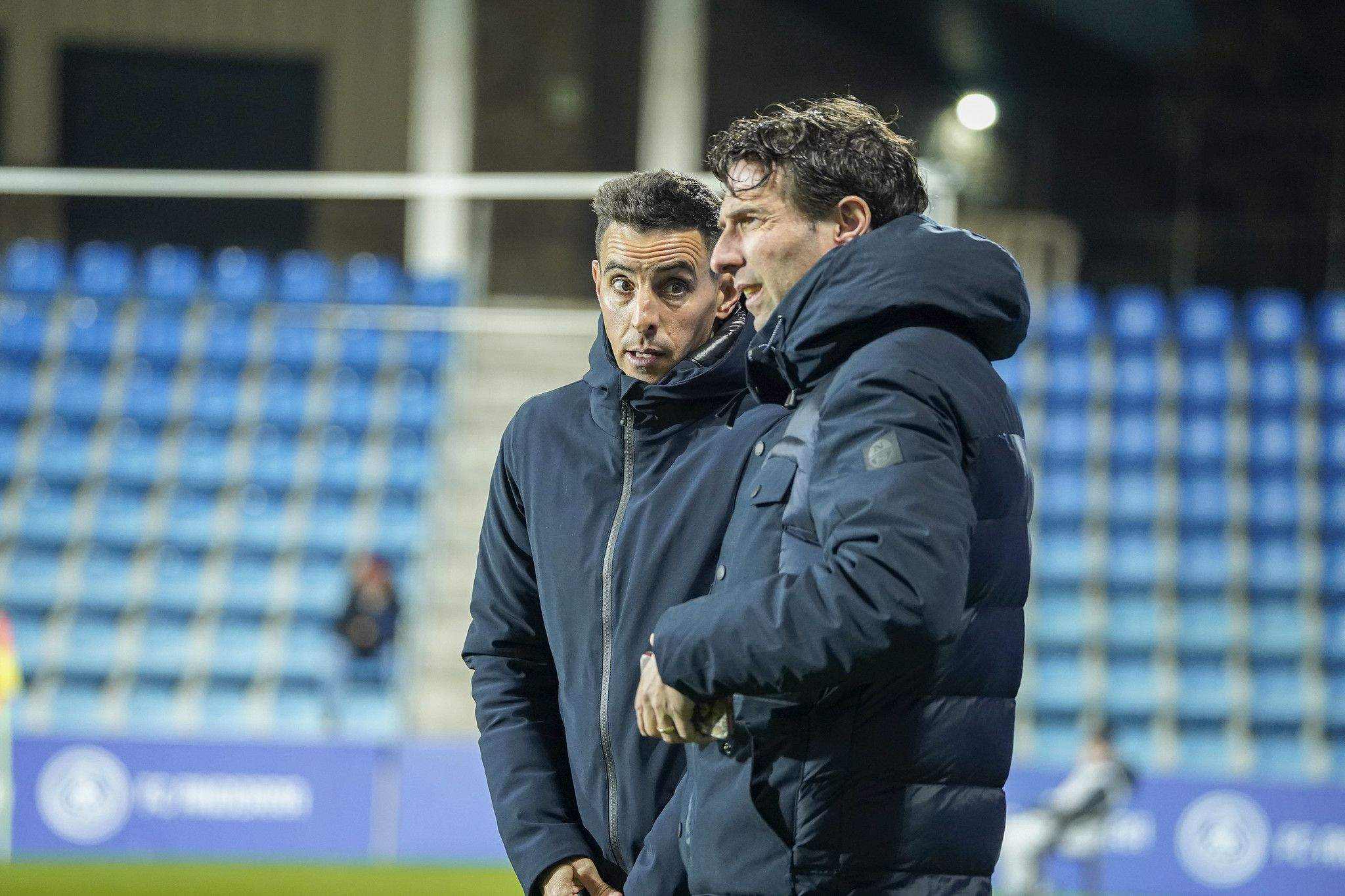 Jaume Nogués, a la dreta, en els instants previs al partit contra el Las Palmas.