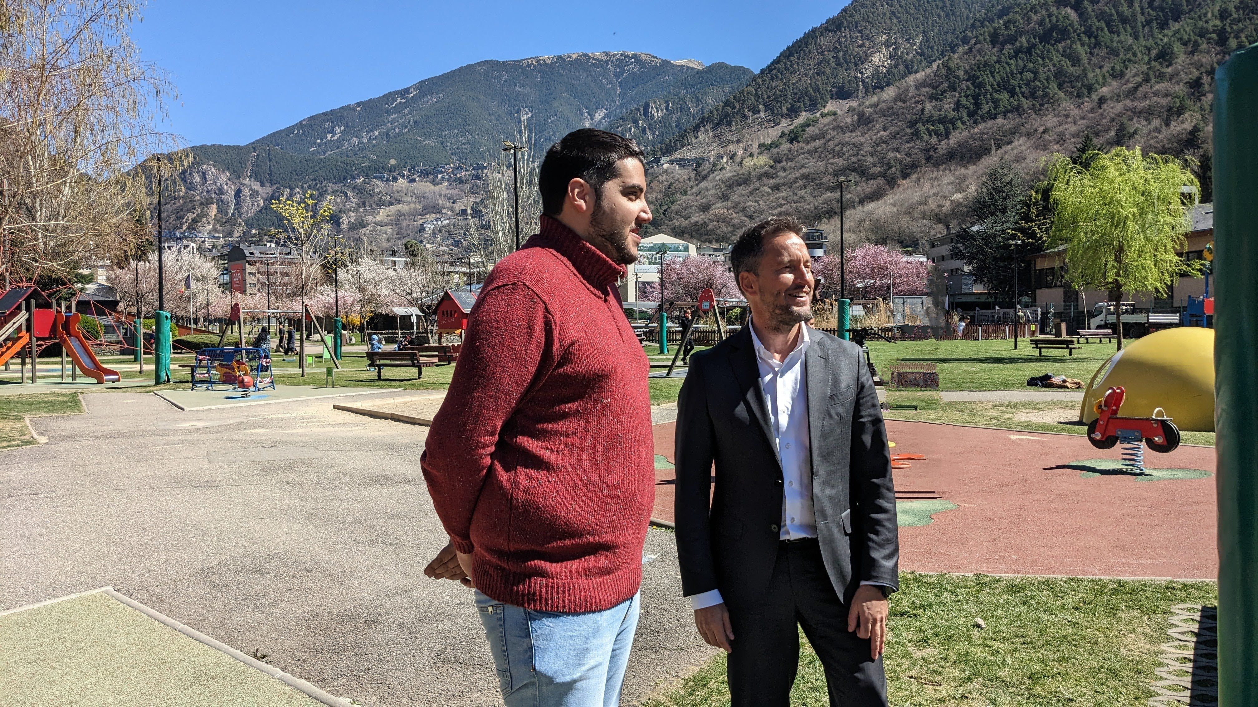 Pere Baró i Pere López al Parc Central d'Andorra la Vella