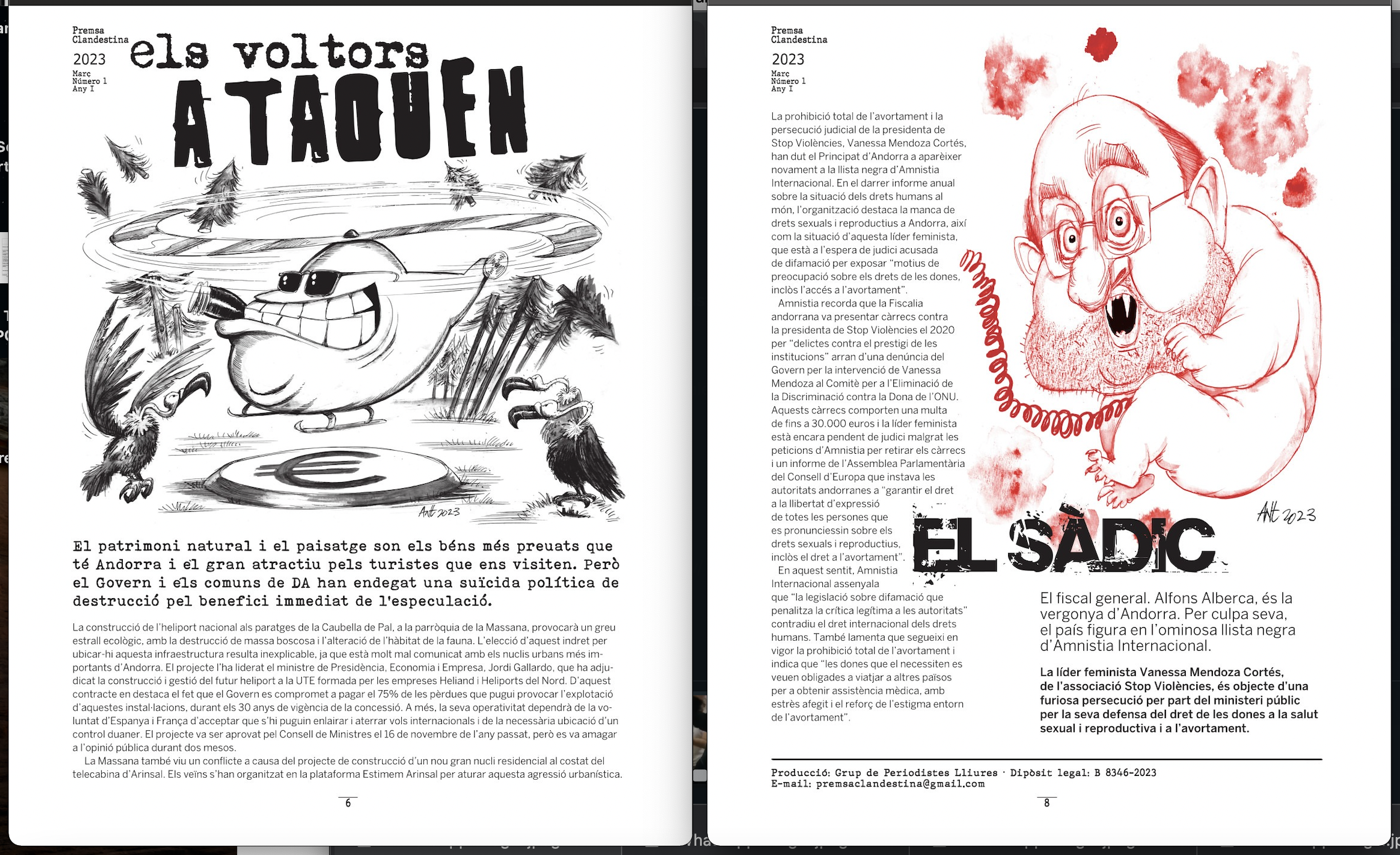 Fragments de dues de les pàgines, que van més enllà d'Espot, del pamflet.