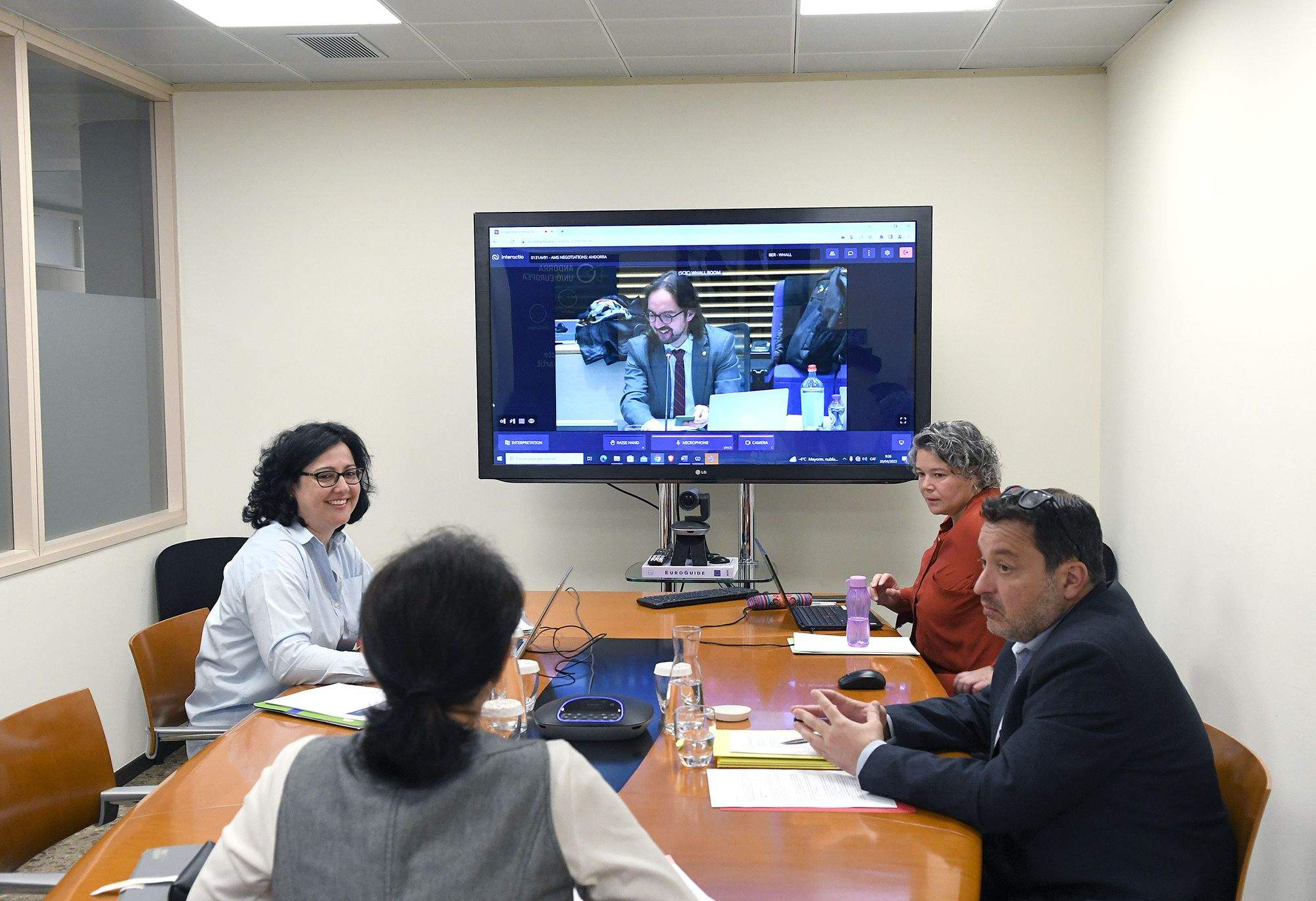 Integrants de la delegació andorrana en format híbrid, presencial i telemàtic.