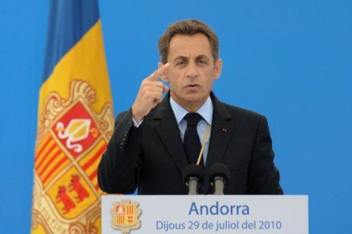 Sarkozy durant la seva visita a Andorra el 29 de juliol de 2010.