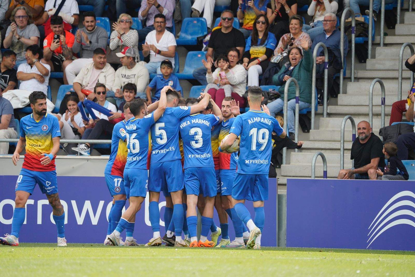 Celebració d'un dels gols tricolors