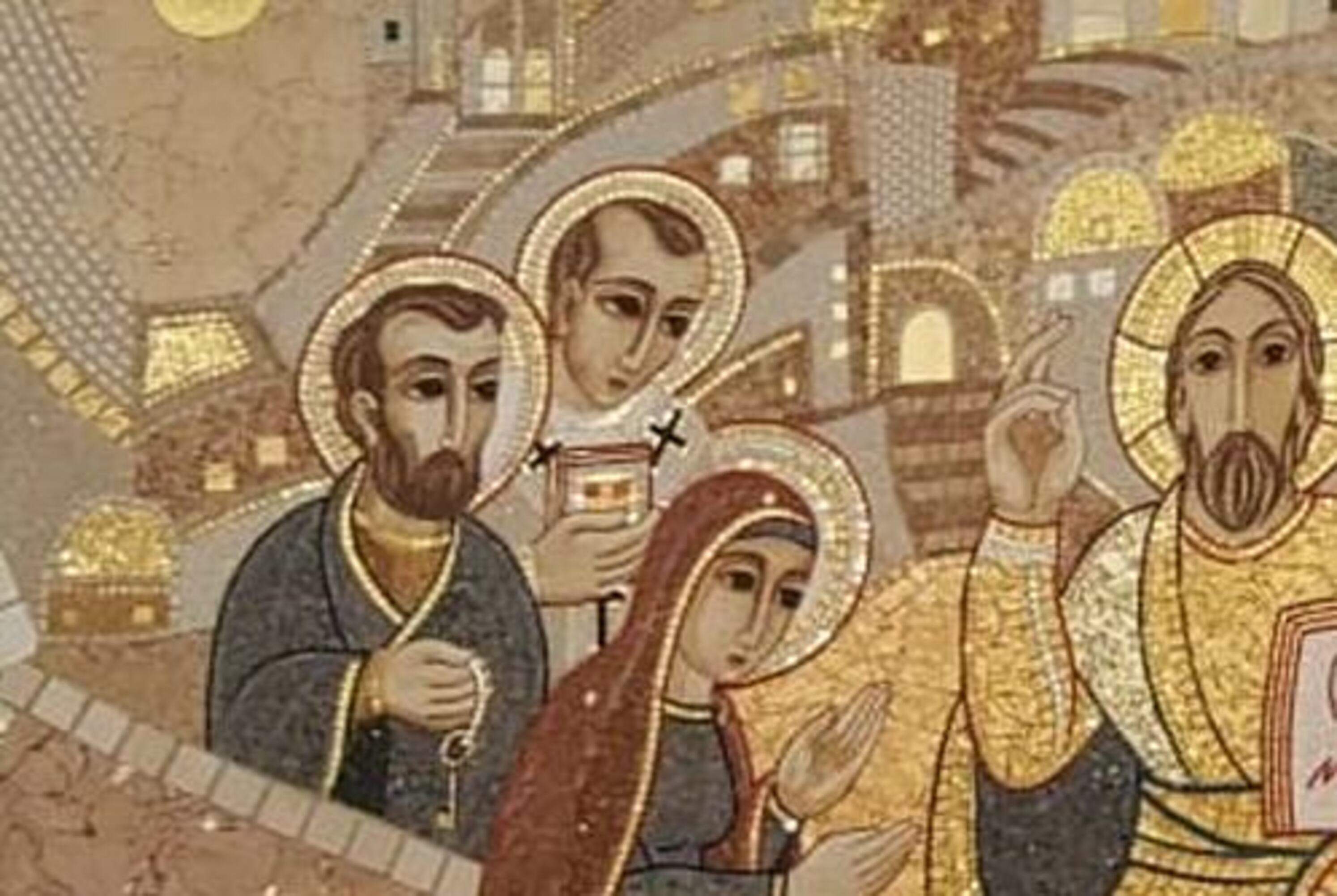 Un detall del mosaic de l'altar de Sant Julià.