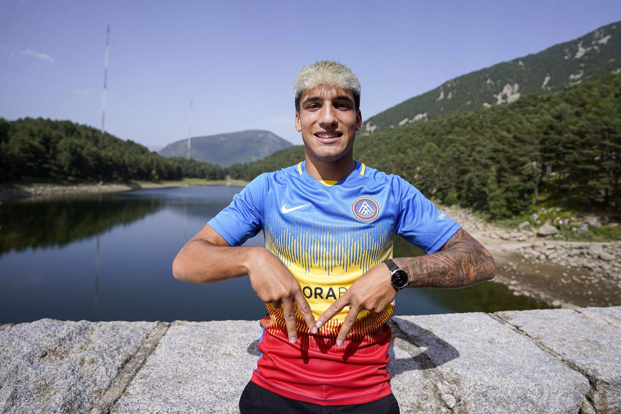 Iker Benito amb la samarreta de l'FC Andorra a Engolasters