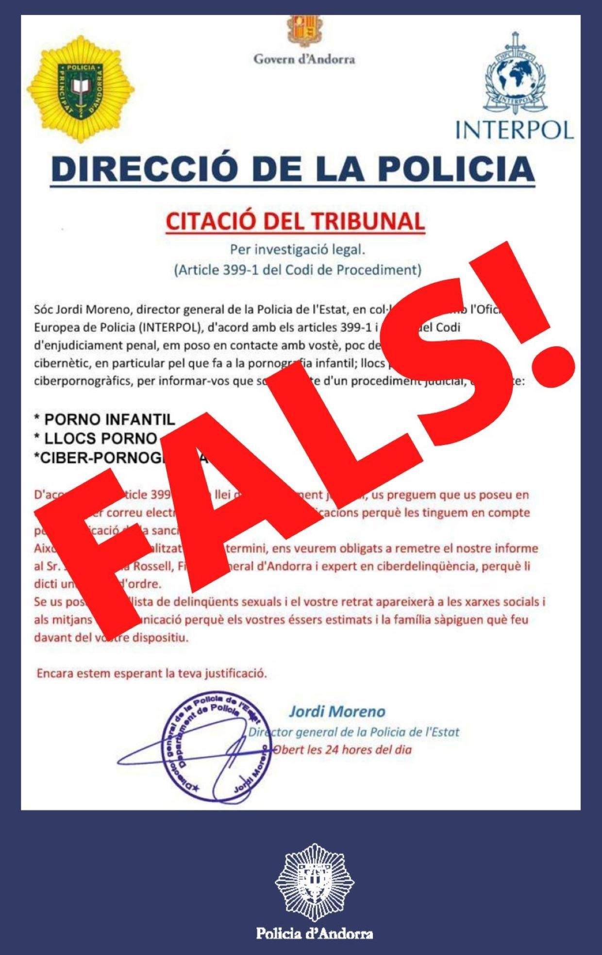 Missatge d'intent d'estafa