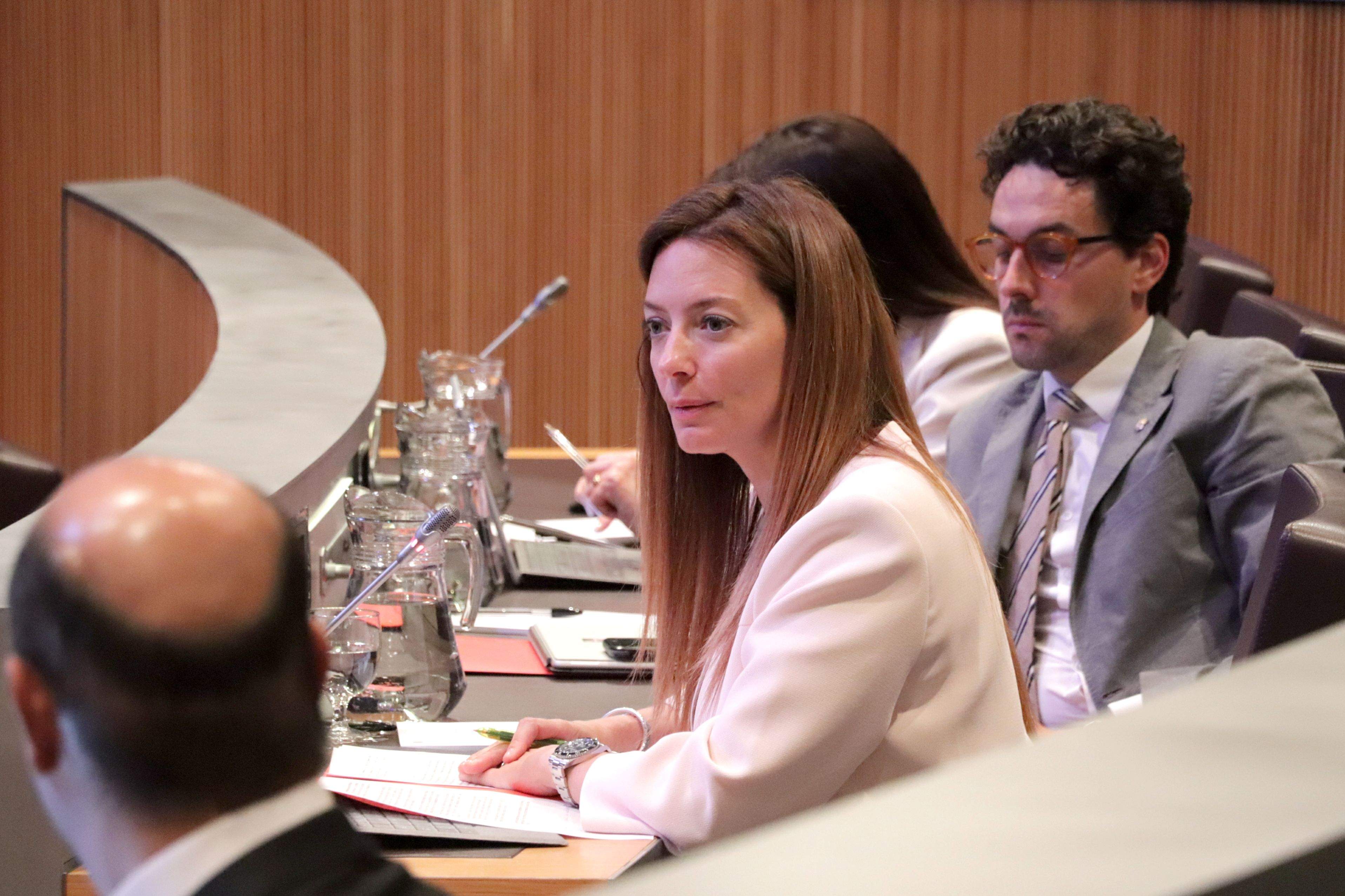 Helena Mas durant la sessió de Consell General