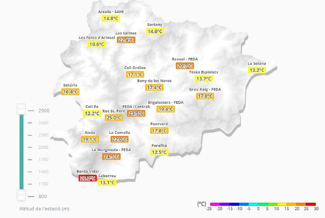 Mapa de temperatures a aquesta hora