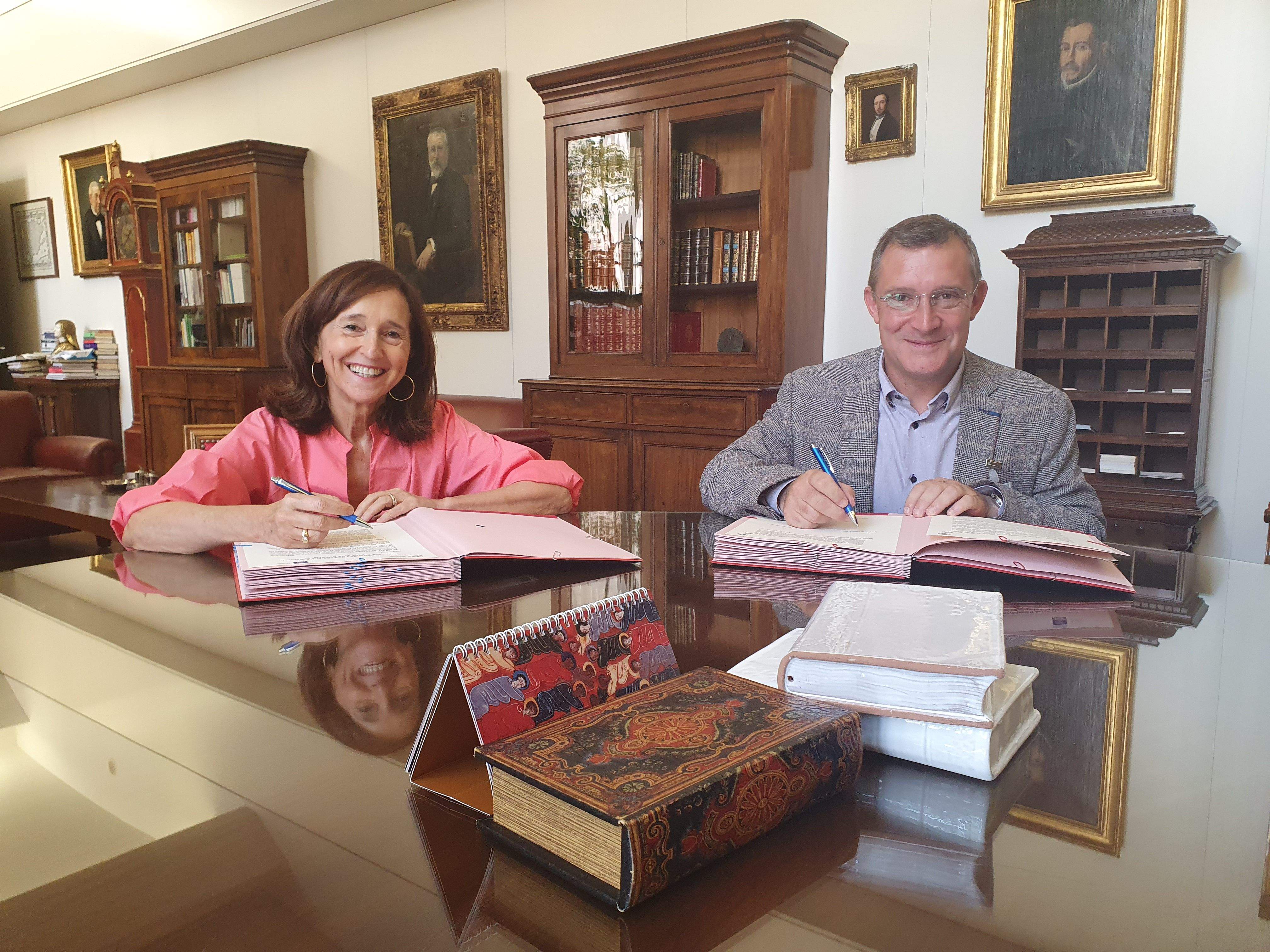 Un moment de la firma del conveni aquest matí a Madrid.