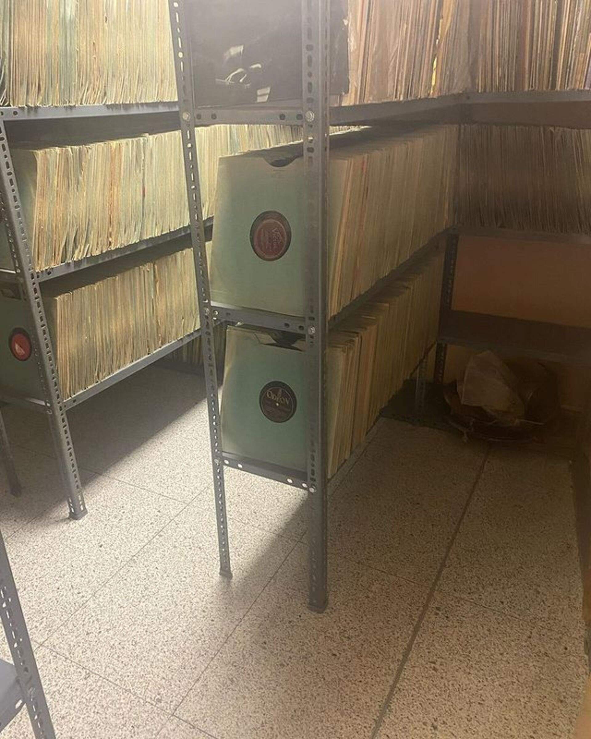 Una part dels discs guardats en prestatges del comú lauredià.