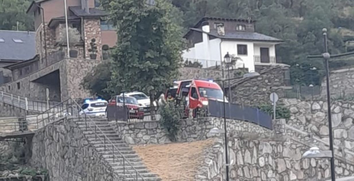 L'ambulància al lloc on la dona va ser mossegada el dilluns passat.