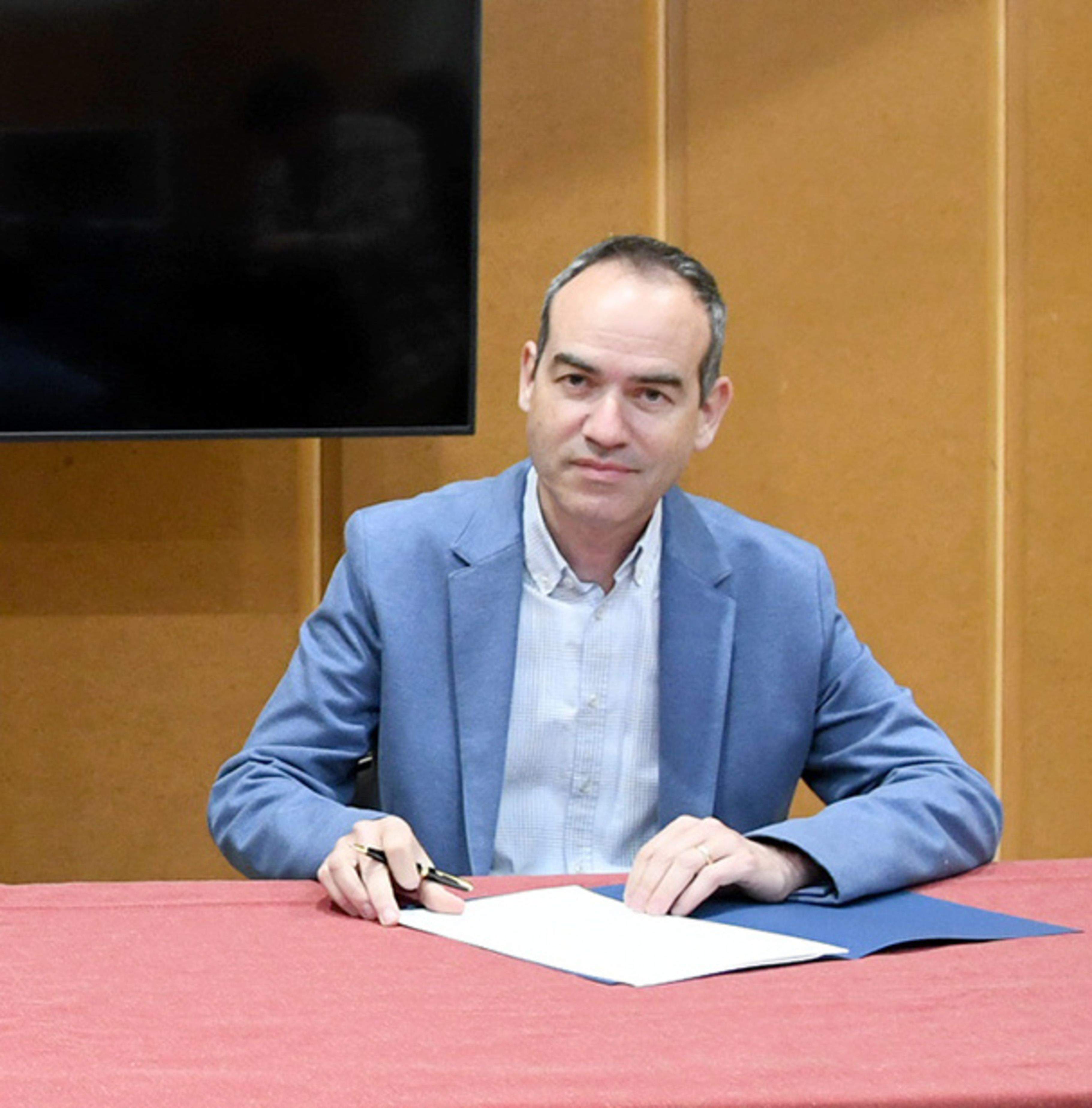 Jordi Alcobé en un acte al despatx central de la policia l'abril passat.