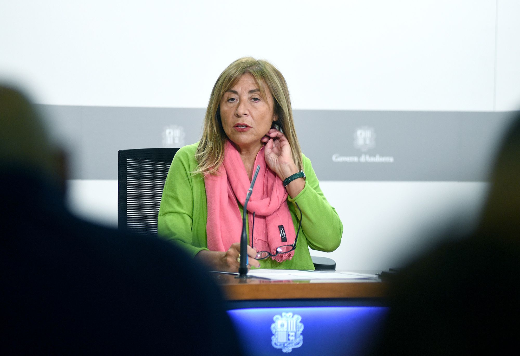 La ministra Conxita Marsol en la roda de premsa de dilluns.