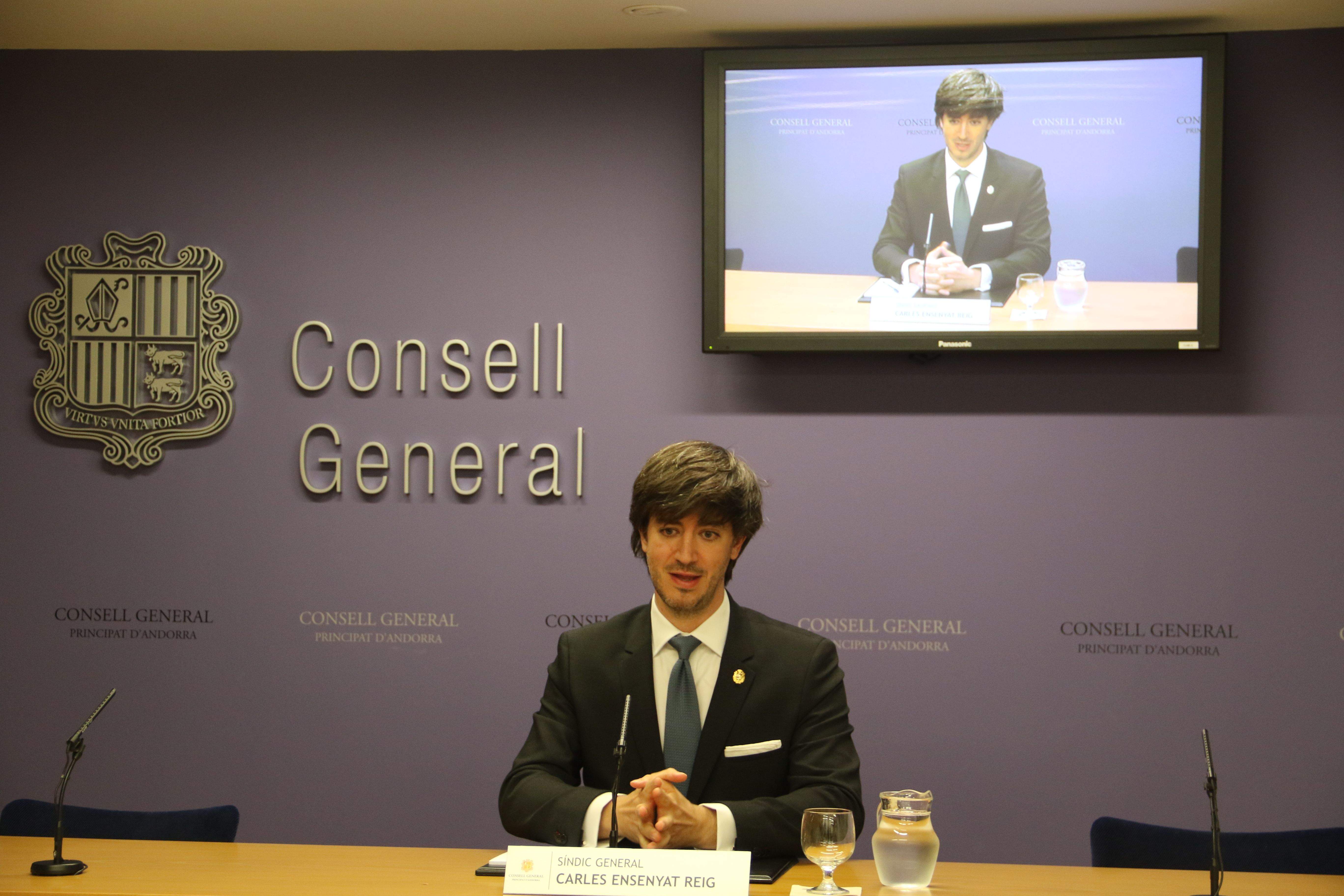 El síndic general, Carles Ensenyat, durant una compareixença recent.