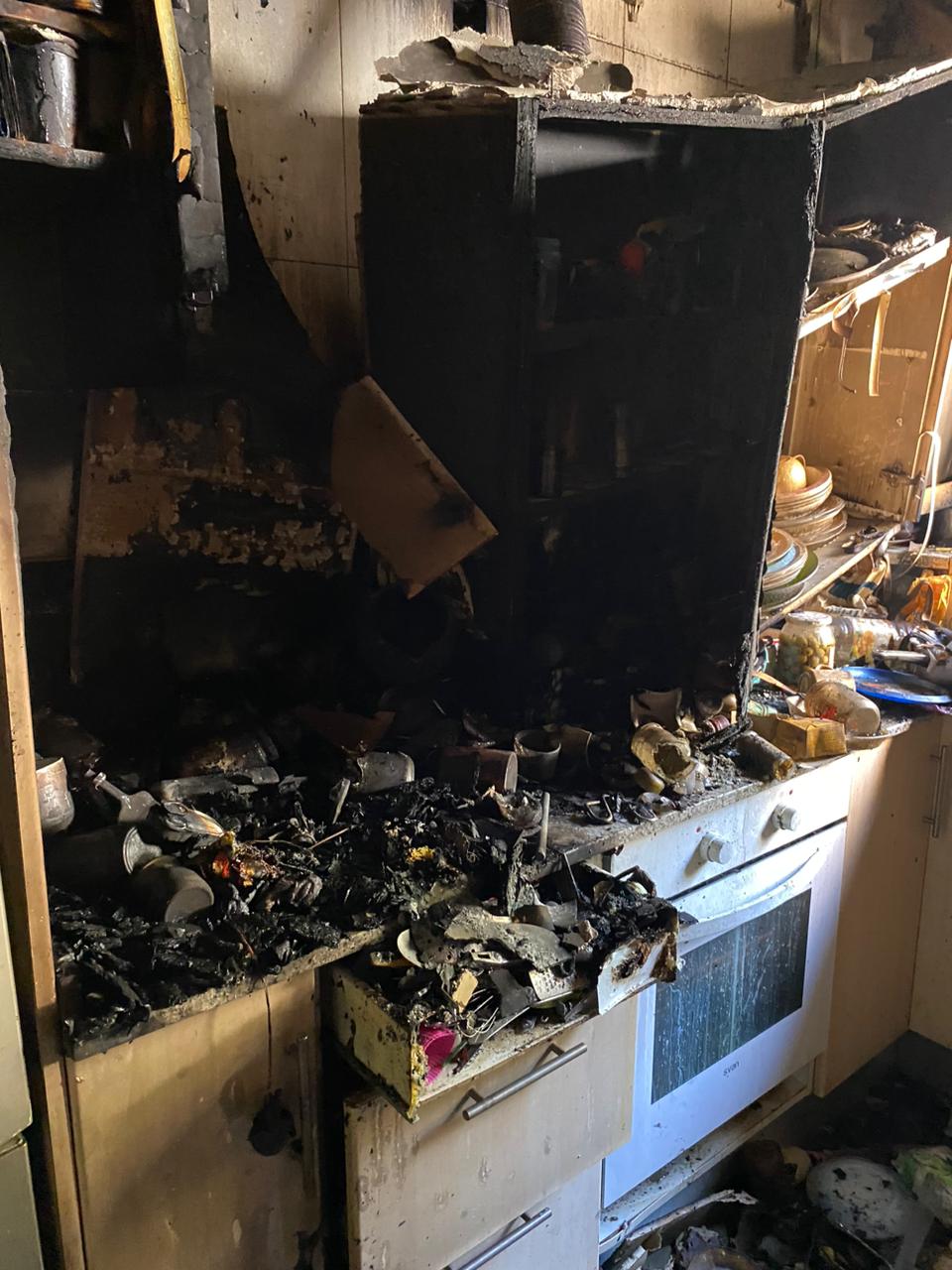 Estat en què va quedar la cuina, l'estança més afectada.
