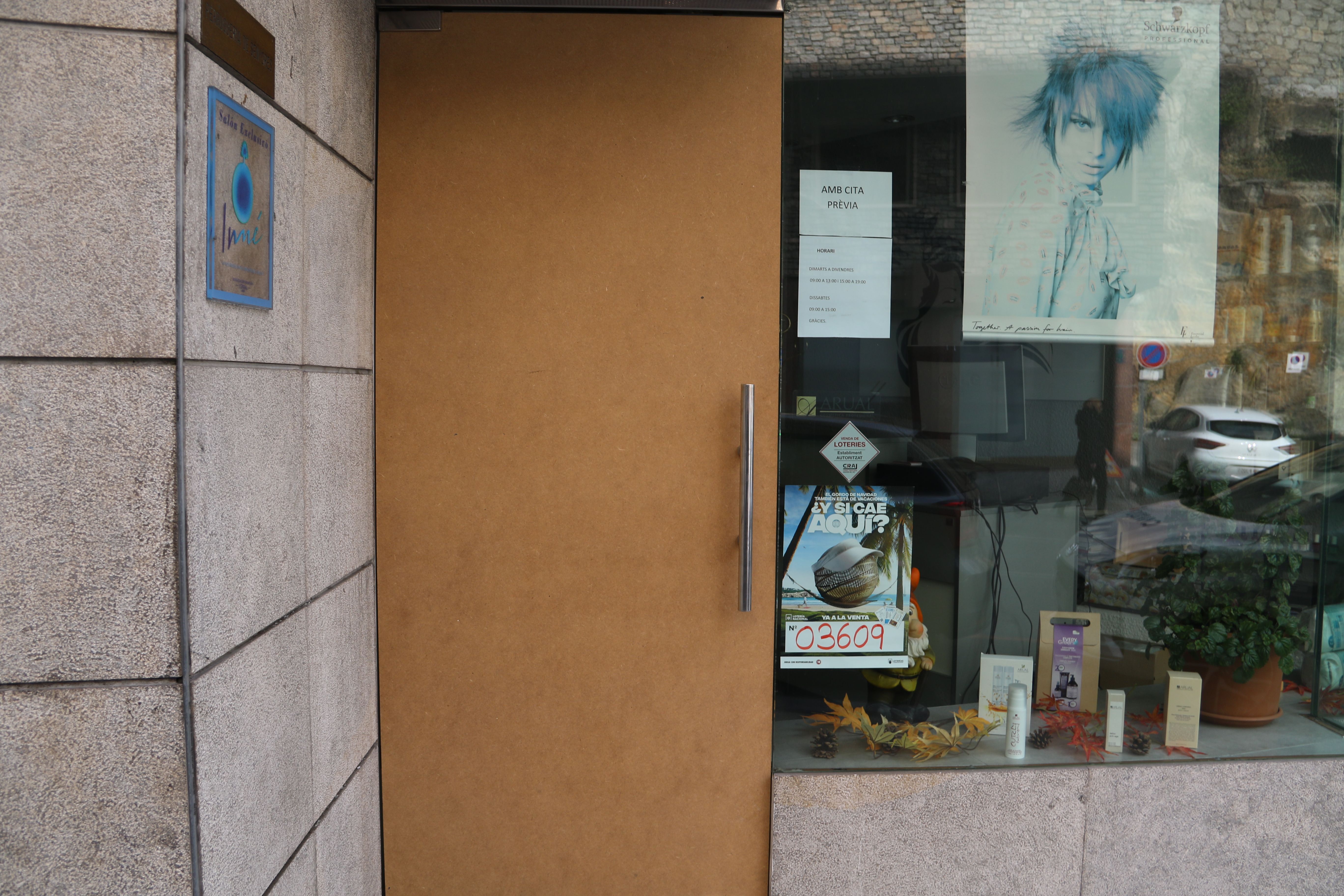 Una imatge de la porta de substitució en el local que ha sofert el furt amb força. Una imatge de la porta de substitució en el local que ha sofert el furt amb força.