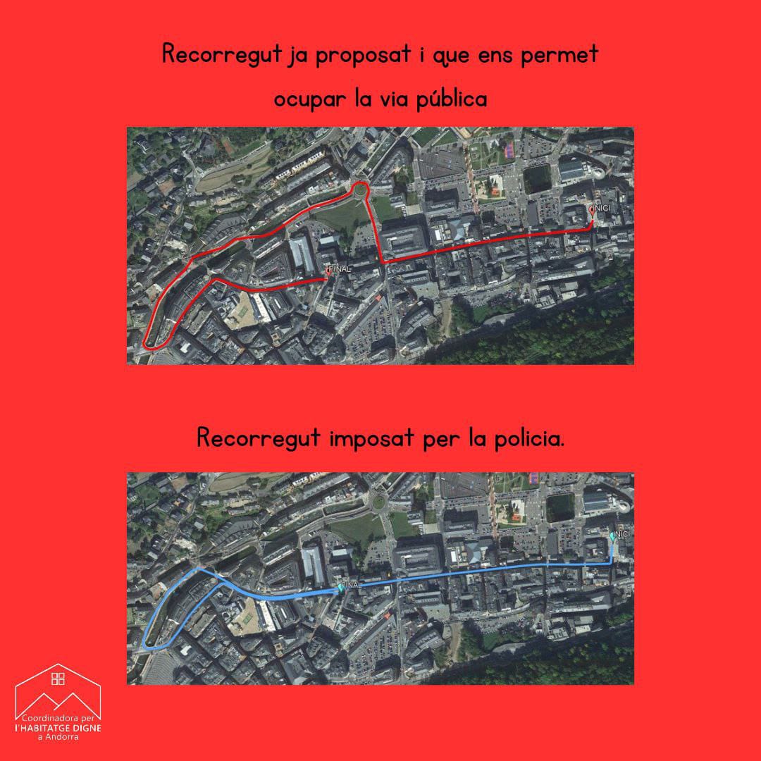 Recorregut proposat per l'organització i el de la policia. Recorregut proposat per l'organització i el de la policia.