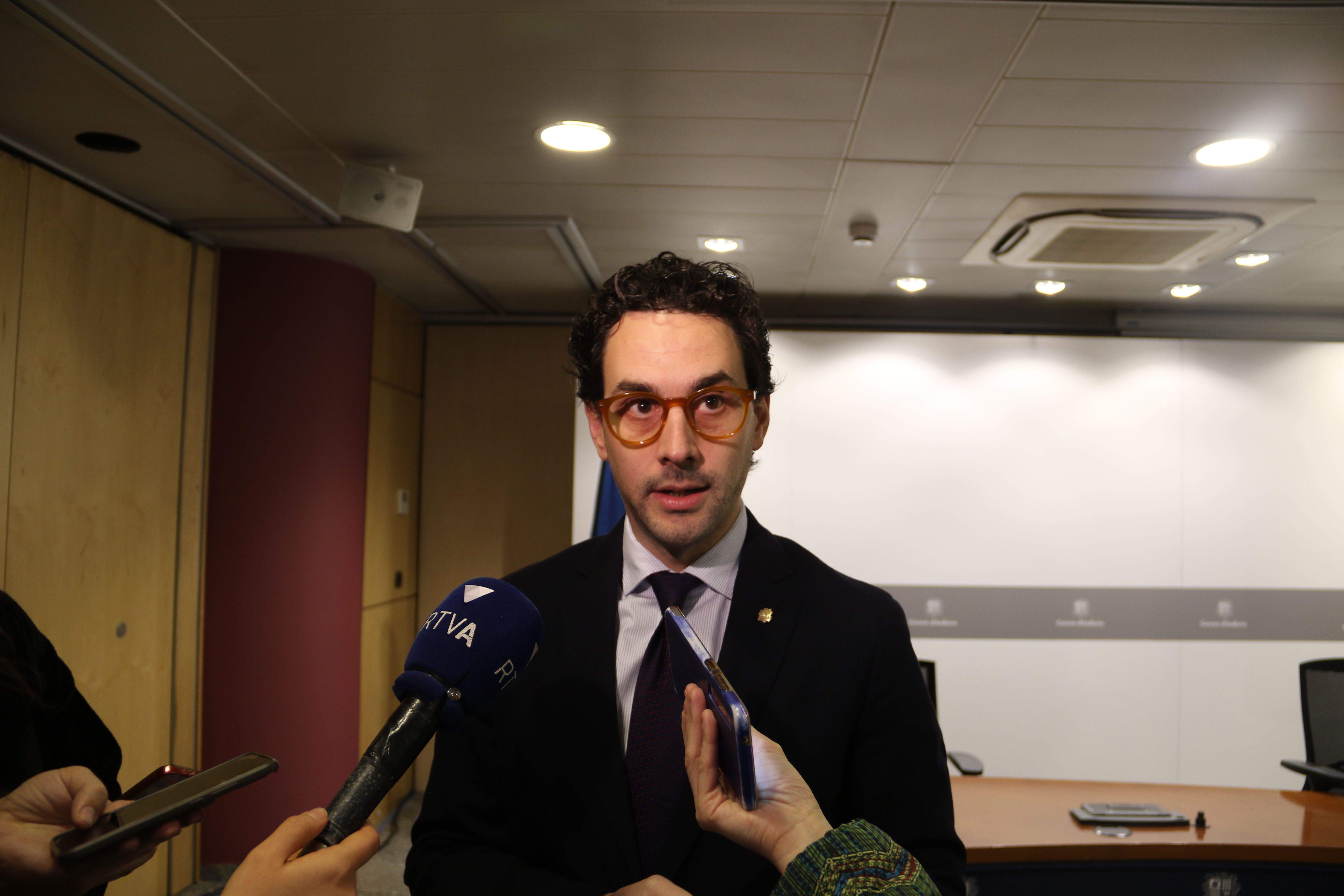 Guillem Casal durant la compareixença d'aquest migdia.