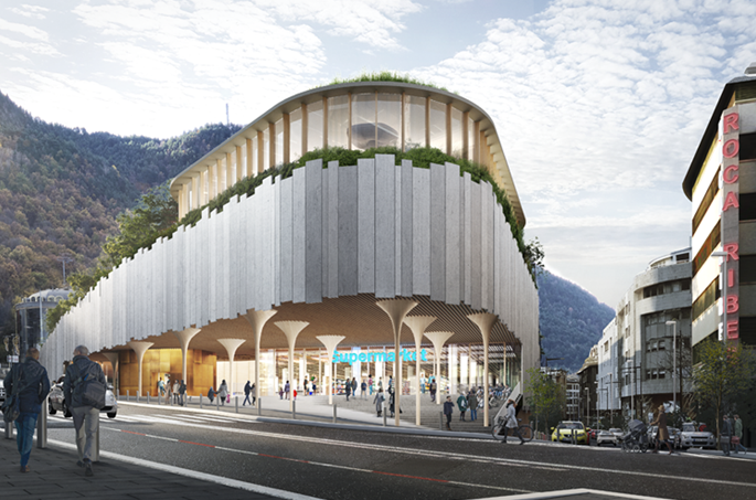 Accés al supermercat per la cantonada Unió-na Maria Pla. Accés al supermercat per la cantonada Unió-na Maria Pla.