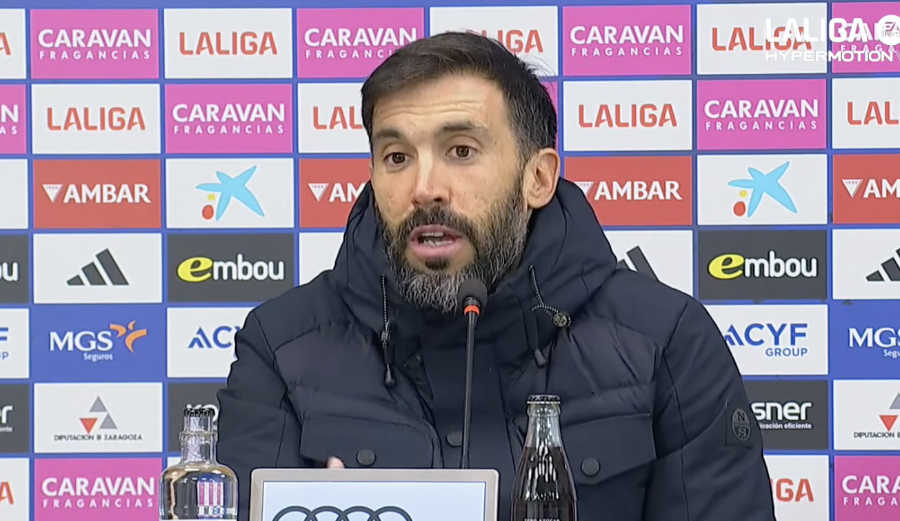 Eder Sarabia durant la compareixença posterior al partit.