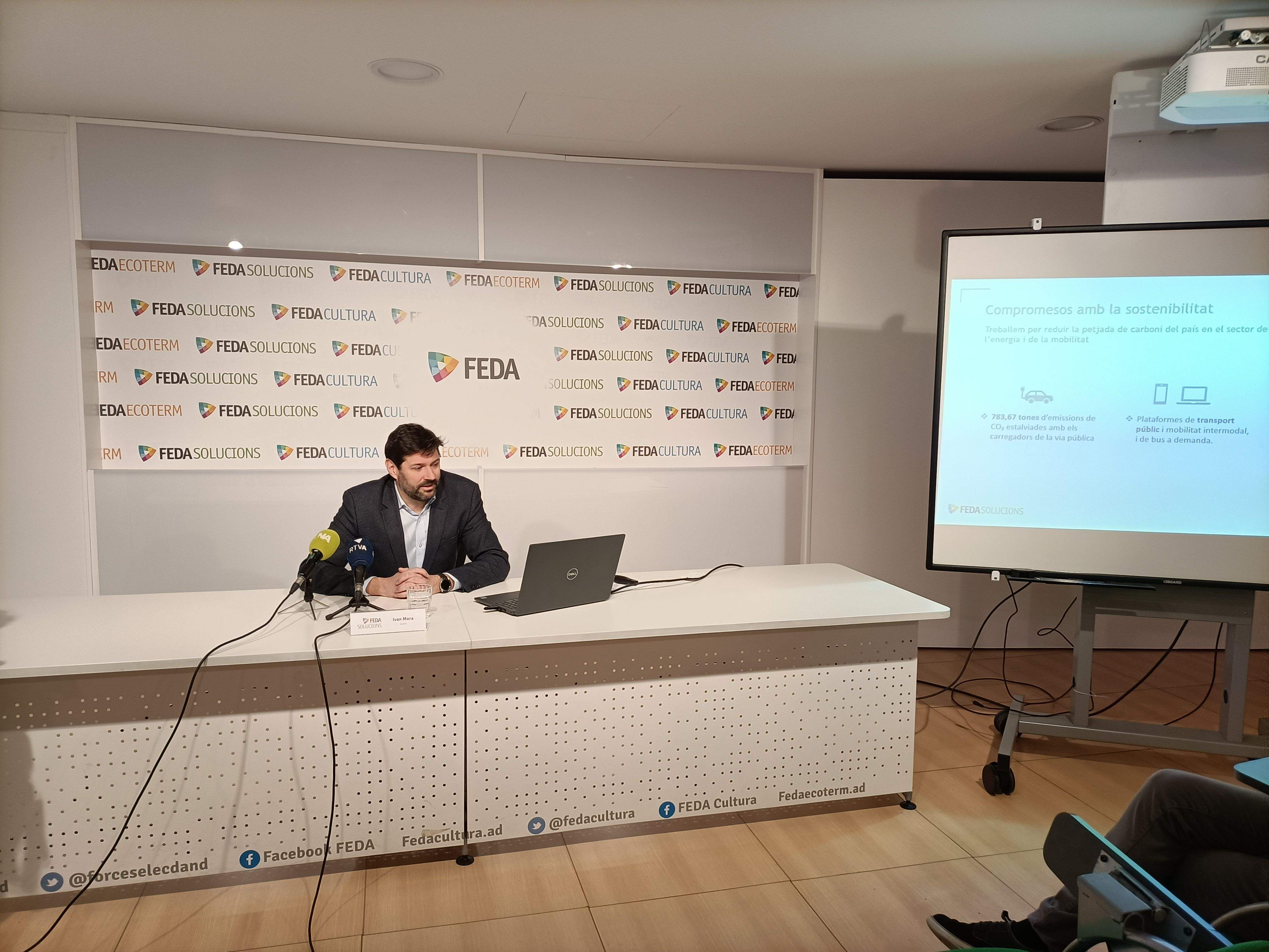Ivan Mora, gerent de FEDA Solucions, durant la presentadicó de l'actuaclització de l'app Mou-te.